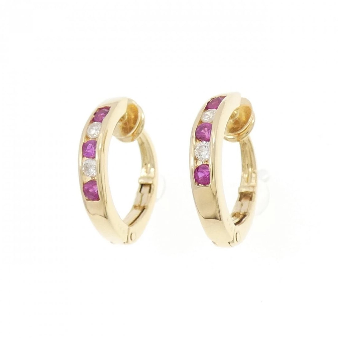 18K YELLOW GOLD RUBY EARRINGS - 2