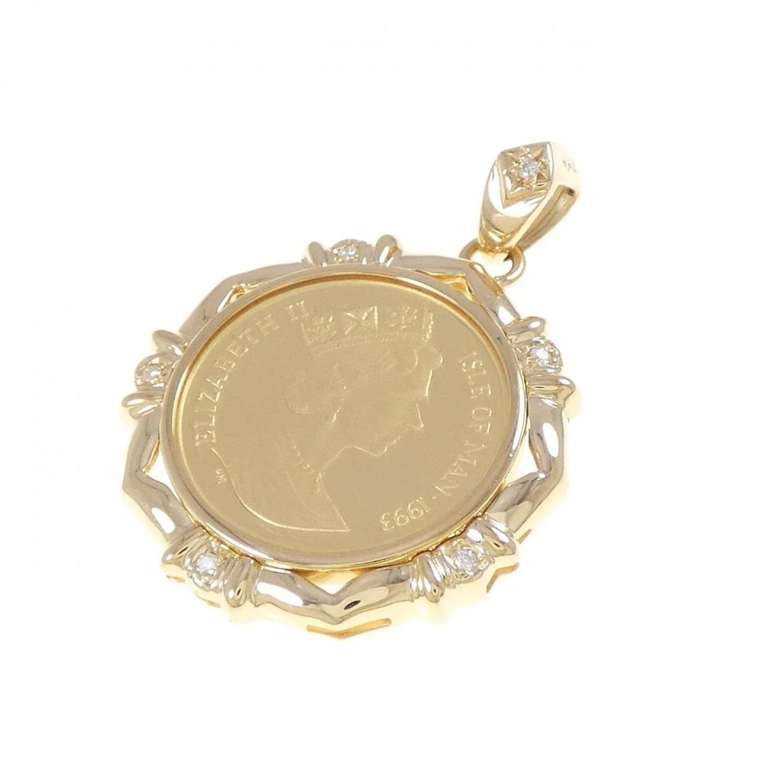 K18YG (FRAME) DIAMOND COIN PENDANT: K18YG (frame) Diamond Coin Pendant Brand: Unbranded Type: Diamond Coin Material: K18YG, Main Stone/Creation NATURAL Color: YG Size: Actual Size Approx. length x width: 32.5mm x 23.6mm Accessories:
