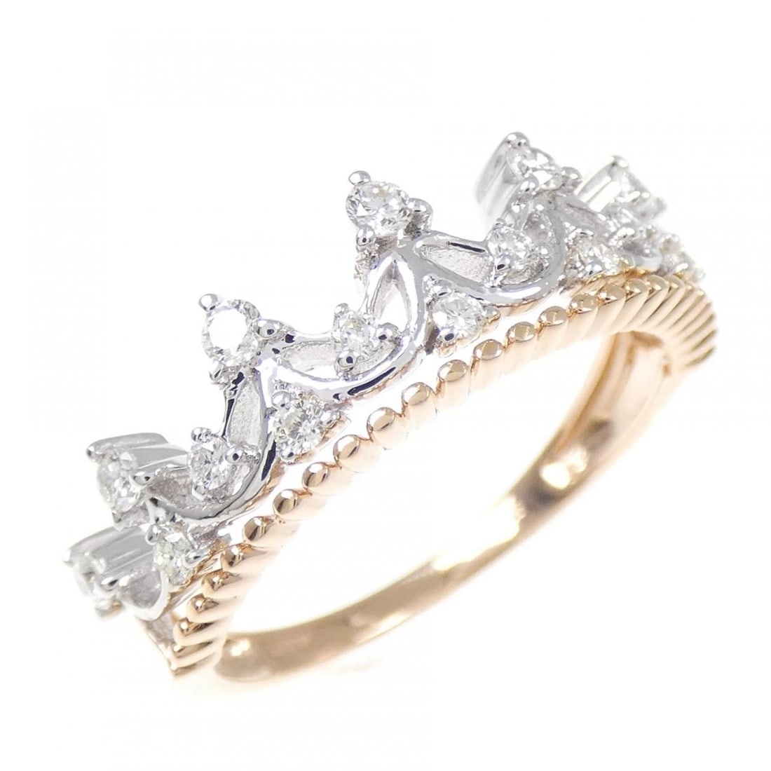 K18PG/K18WG DIAMOND RING: K18PG/K18WG Diamond Ring Brand: Unbranded Type: Diamond Ring Material: K18PG,WG, Main Stone/Creation NATURAL Color: PG,WG Size: US6 1/4 Accessories: None Accessories Notice: When purchasing pre-owned