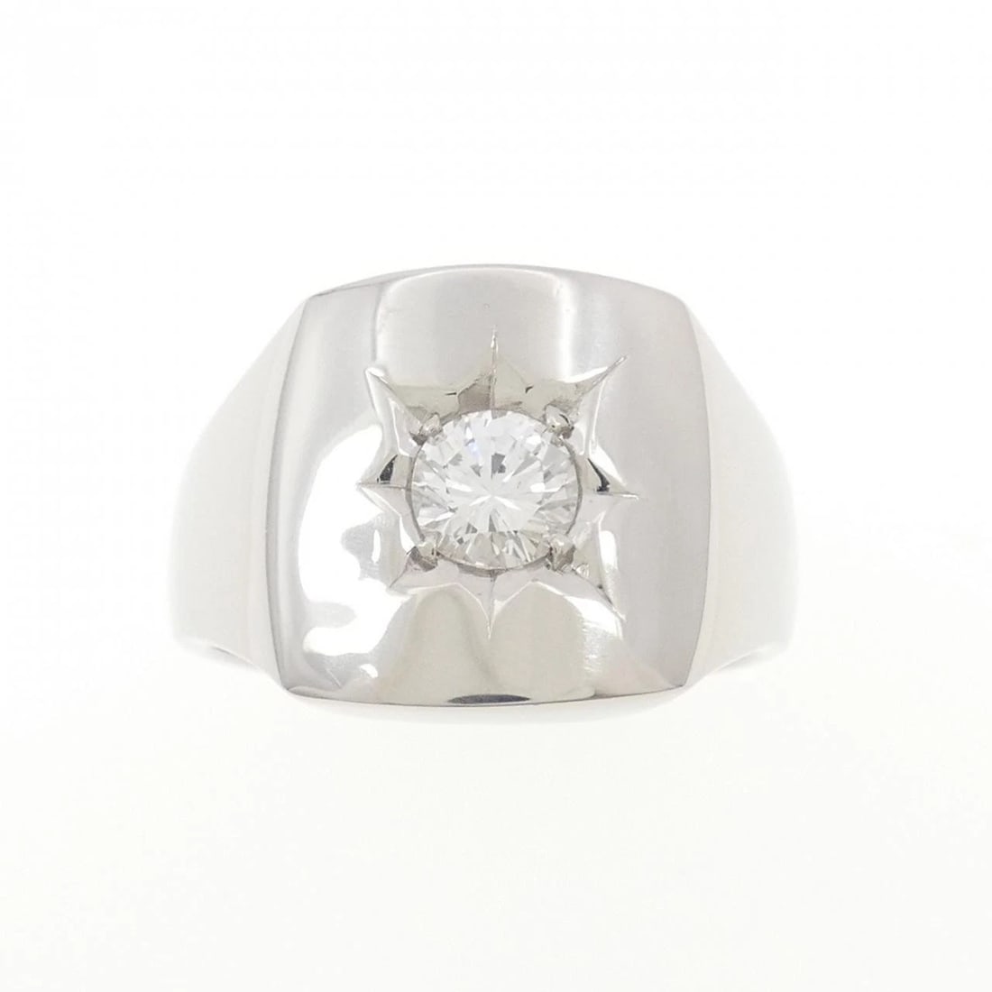 PT900 SIGNET DIAMOND RING - 2