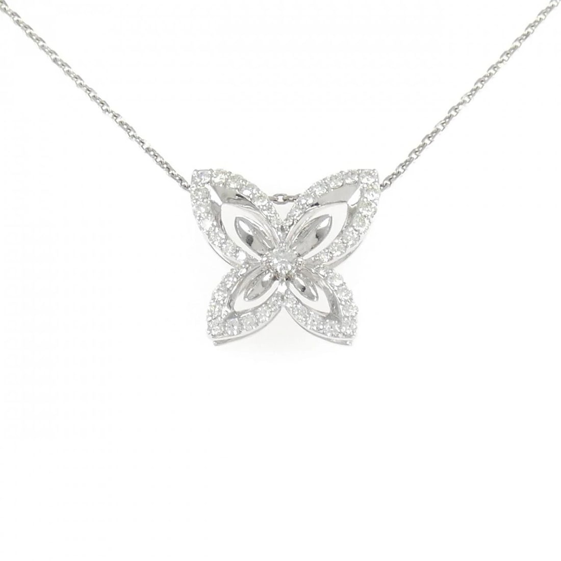 K18WG DIAMOND NECKLACE: K18WG Diamond Necklace Brand: Unbranded Type: Diamond Necklace Material: K18WG, Main Stone/Creation Natural Color: WHITE GOLD Size: Actual Size Pendant length approx. x width approx.: 18.9mmx20.0mm