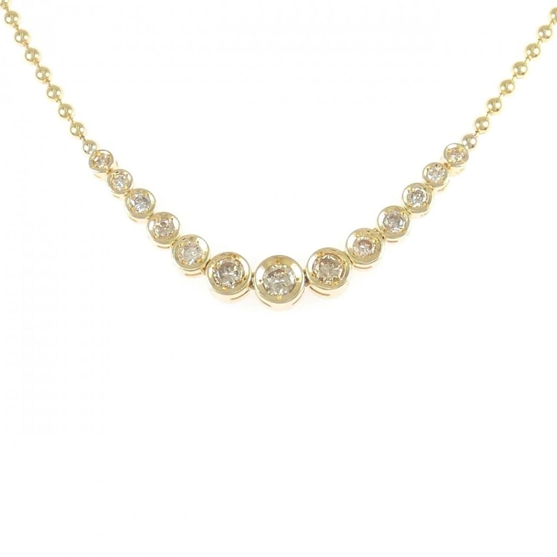 K18YG DIAMOND NECKLACE: K18YG Diamond Necklace Brand: Unbranded Type: Diamond Necklace Material: K18YG, Main Stone/Creation NATURAL Color: YELLOW GOLD Size: 40CM Actual Size Max width approx.: 5.7mm Chain maximum width