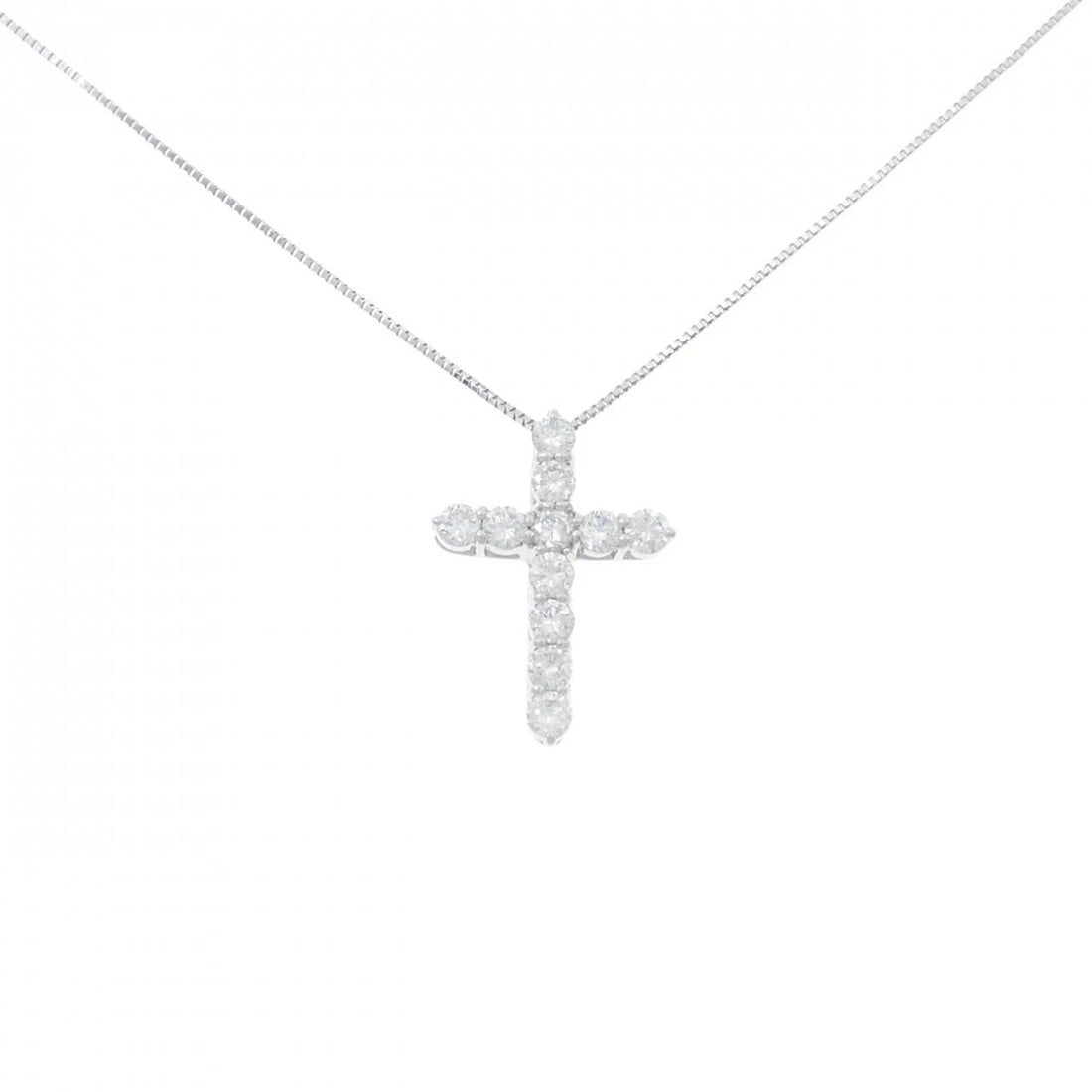 PT900/PT850 CROSS DIAMOND NECKLACE: PT900/PT850 Cross Diamond Necklace Brand: Unbranded Type: Diamond Necklace Material: PT900/PT850, Main Stone/Creation NATURAL Color: Silver Size: 45CM Actual Size Pendant length approx. x width