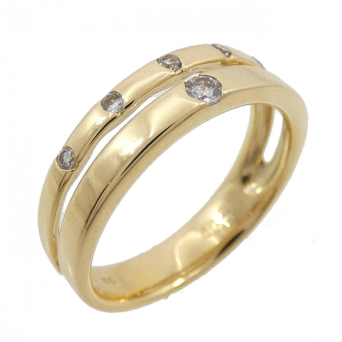 K18YG DIAMOND RING: K18YG Diamond Ring Brand: Unbranded Type: Diamond ring Material: K18YG, Main Stone/Creation NATURAL Color: YELLOW GOLD Size: US5 3/4 Accessories: None Accessories Notice: When purchasing pre-owned