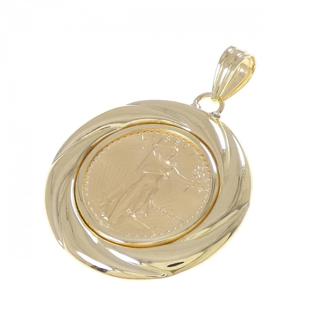 K18YG (FRAME) COIN PENDANT: K18YG (frame) coin pendant Brand: Unbranded Type: coin Material: K18YG, Color: YELLOW GOLD Size: Actual Size Approx. height x width: 34.2mm x 25.0mm Accessories: None Accessories Notice: When