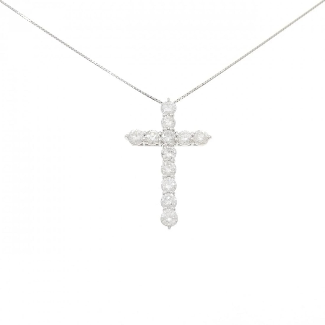 PT900/PT850 CROSS DIAMOND NECKLACE: PT900/PT850 Cross Diamond Necklace Brand: Unbranded Type: Diamond Necklace Material: PT900/PT850, Main Stone/Creation NATURAL Color: Silver Size: 45CM Actual Size Pendant length approx. x width