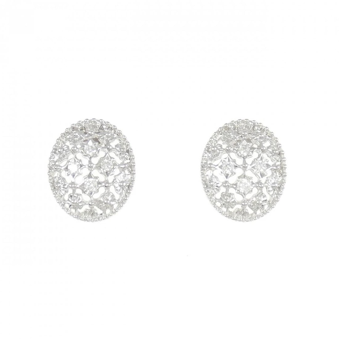 K18WG DIAMOND PIERCE: K18WG Diamond Pierce Brand: Unbranded Type: Diamond Pierce/Earring Material: K18WG, Main Stone/Creation NATURAL Color: White Gold Size: Actual Size Approx. height x width: 14.6mm x 11.9mm