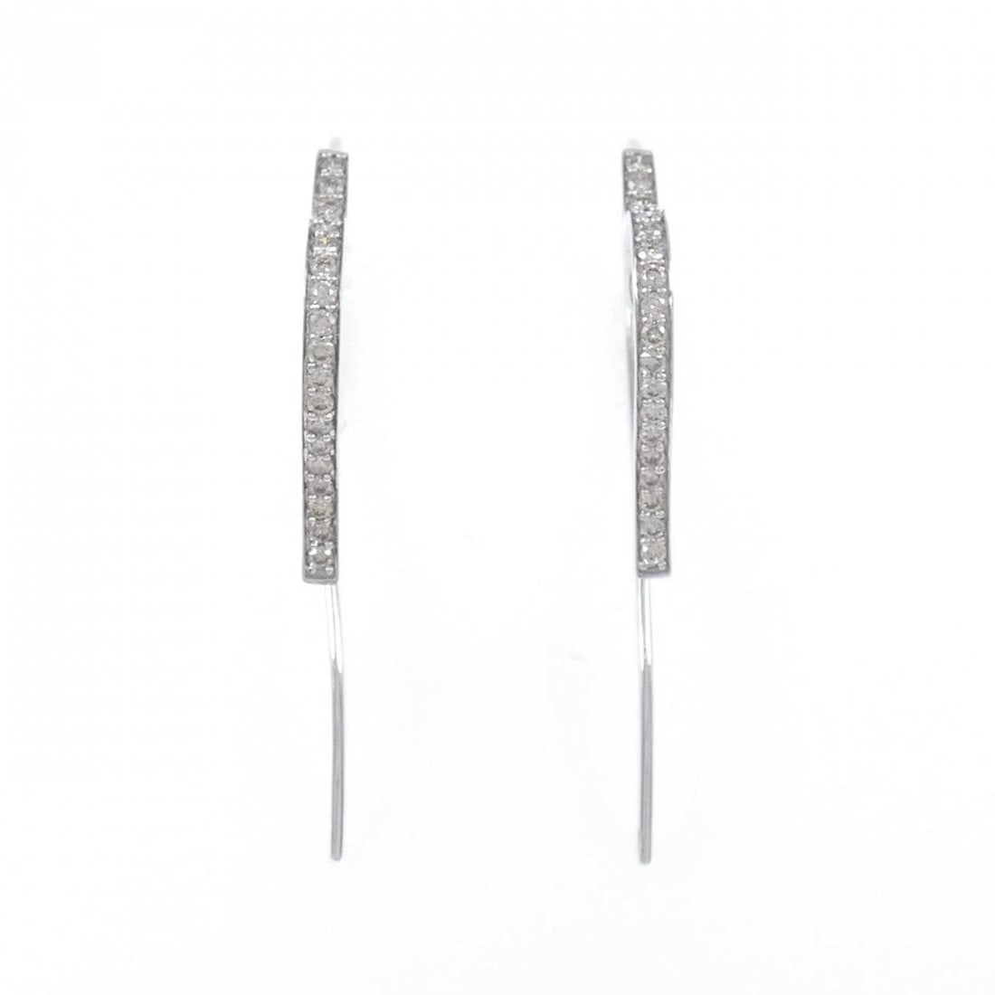 K18WG HEART DIAMOND PIERCE: K18WG Heart Diamond Pierce Brand: Unbranded Type: Diamond Pierce/Earring Material: K18WG, Main Stone/Creation NATURAL Color: White Gold Size: Actual Size Approx. length x width: 24.2mm x 2.1mm