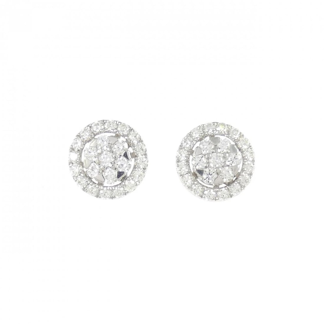 K18WG DIAMOND PIERCE: K18WG Diamond Pierce Brand: Unbranded Type: Diamond Pierce/Earring Material: K18WG, Main Stone/Creation NATURAL Color: WHITE GOLD Size: Actual Size Approx. height x width: 8.9mm x 8.9mm Accessories: