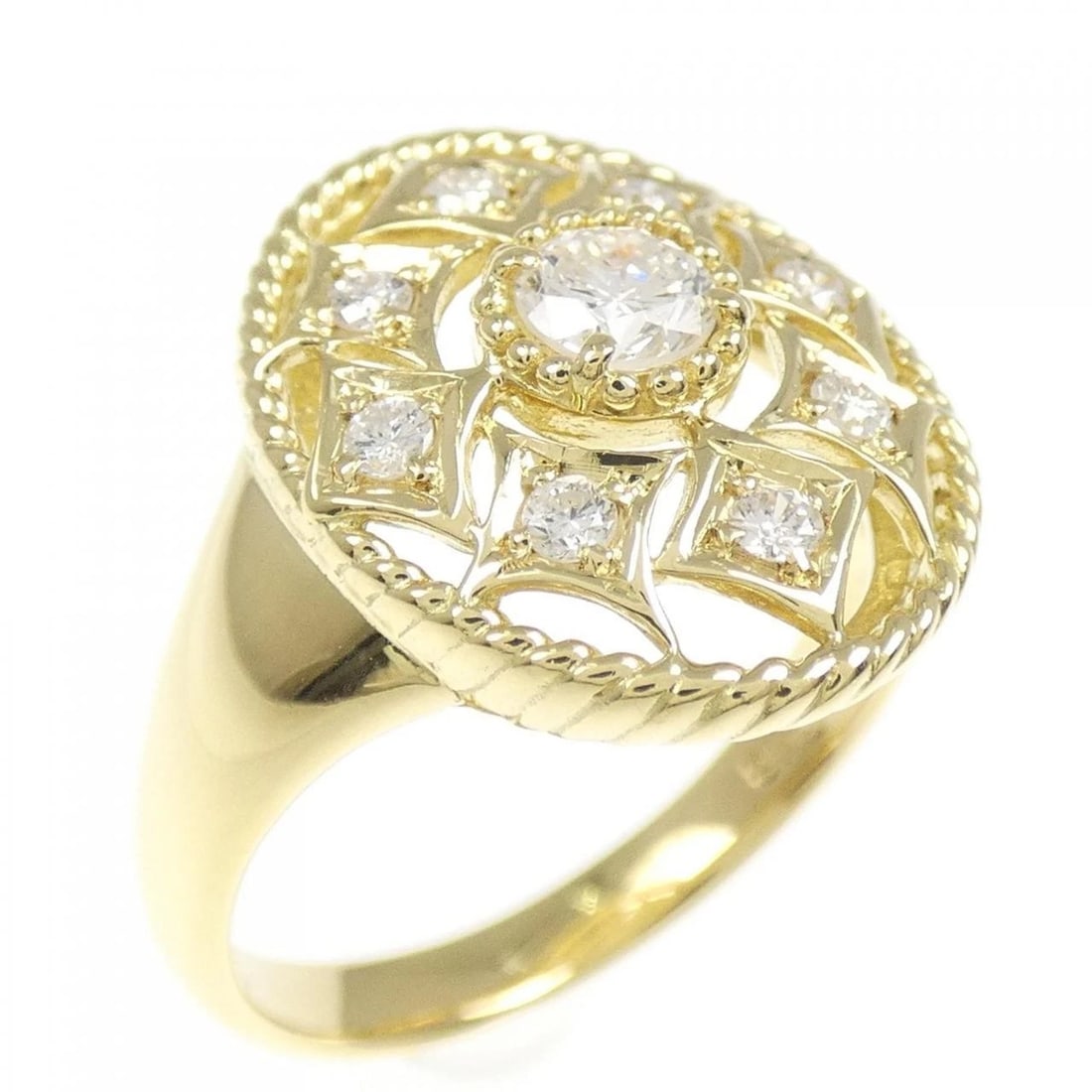K18YG DIAMOND RING: K18YG Diamond Ring Brand: Unbranded Type: Diamond Ring Material: K18YG, Main Stone/Creation Natural Color: Yellow Gold Size: US6 1/4 Accessories: None Accessories Notice: When purchasing pre-owned
