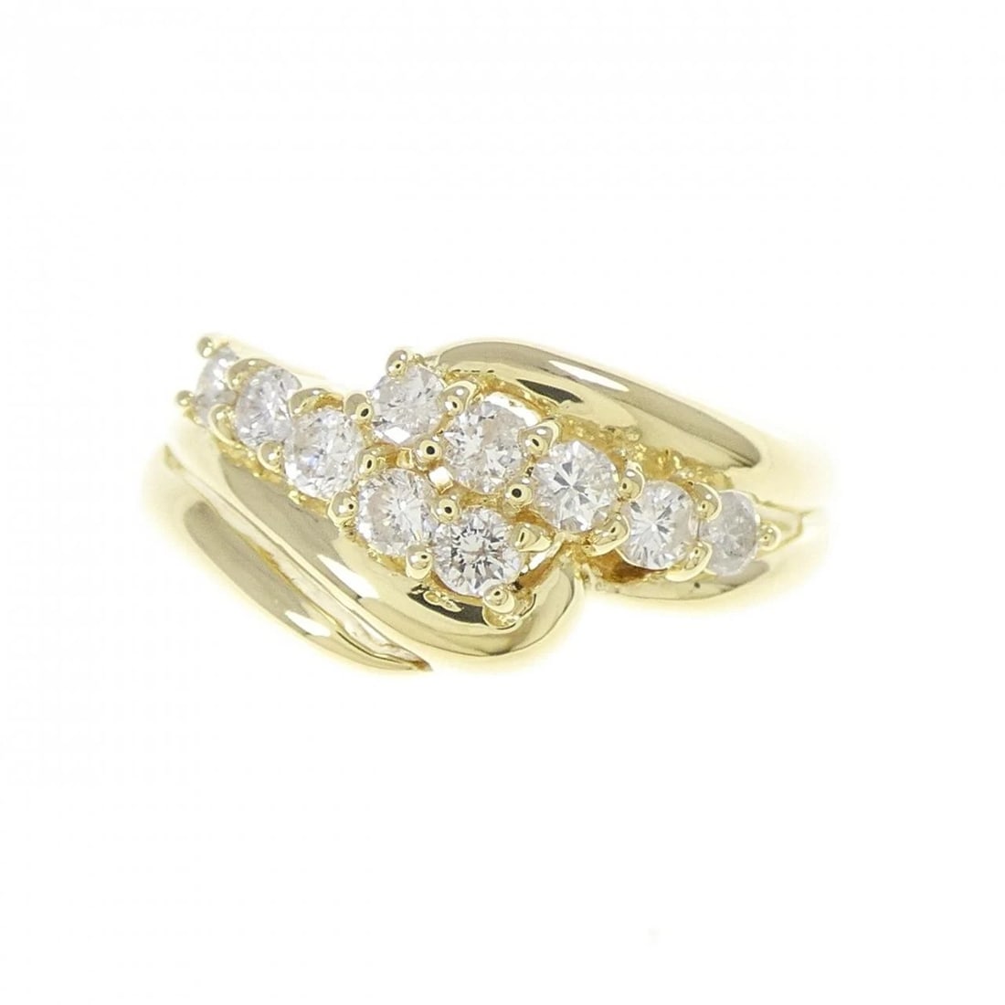 K18YG DIAMOND RING: K18YG Diamond Ring Brand: Unbranded Type: Diamond Ring Material: K18YG, Main Stone/Creation Natural Color: Yellow Gold Size: US5 3/4 Accessories: None Accessories Notice: When purchasing pre-owned