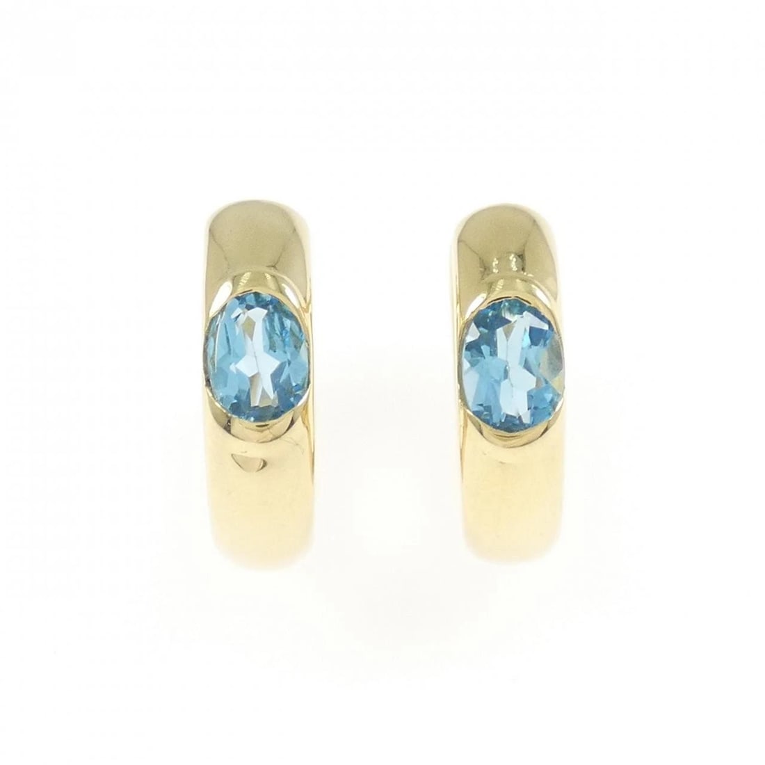 K18YG BLUE TOPAZ PIERCE: K18YG Blue Topaz Pierce Brand: Unbranded Type: Blue Topaz Pierce/Earring Material: K18YG, Main Stone/Creation Blue Topaz Color: yellow gold Size: Actual Size Approx. height x width: 16.2mm x 4.3mm