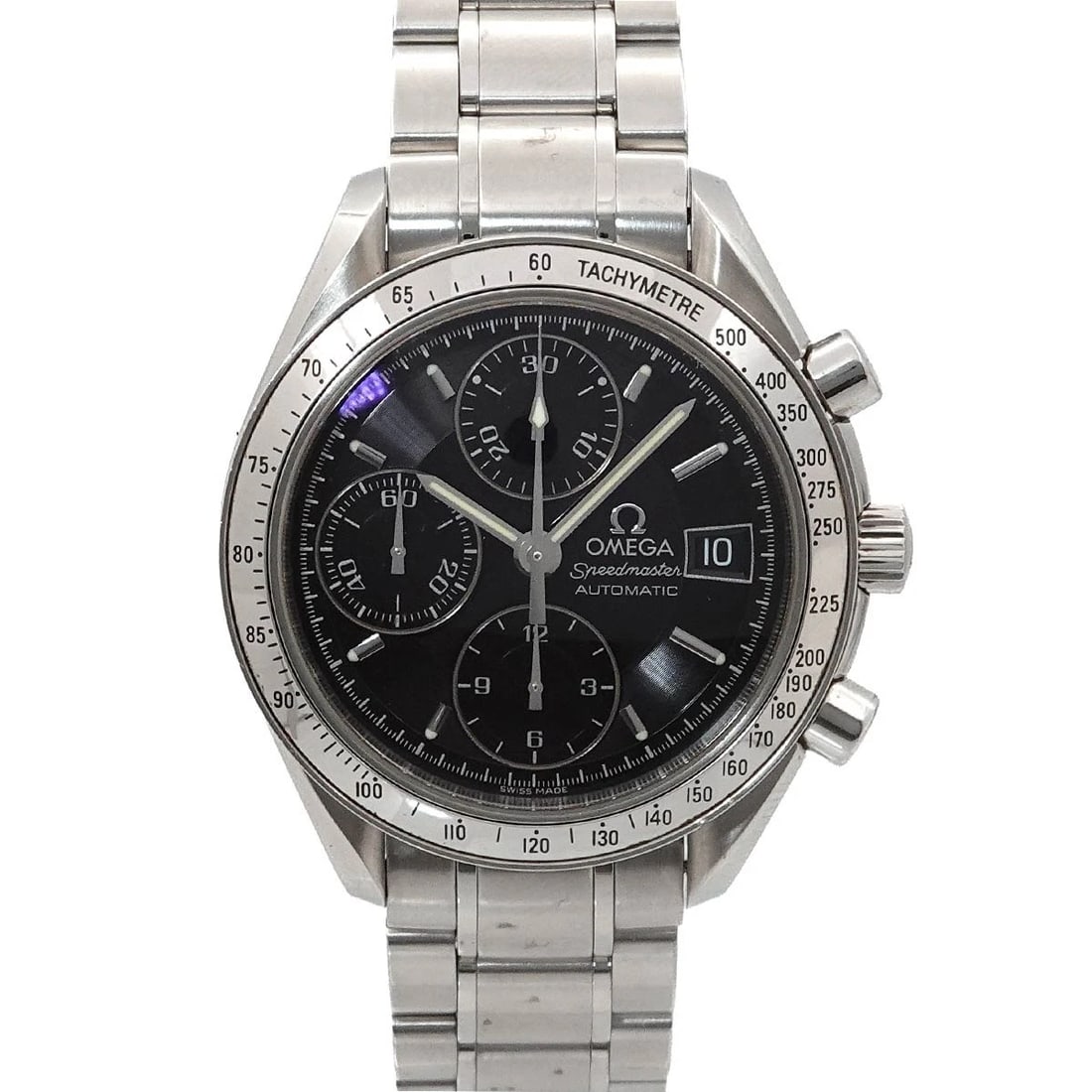 OMEGA SPEEDMASTER DATE CHRONOGRAPH AUTOMATIC BLACK DIAL WATCH: OMEGA Speedmaster Date Chronograph Automatic Black Dial Watch Brand: OMEGA Type: Wristwatch Material: Case:Stainless steel Bracelet:Stainless steel Color: Dial color Black Size: CaseSize Length 45mm(i