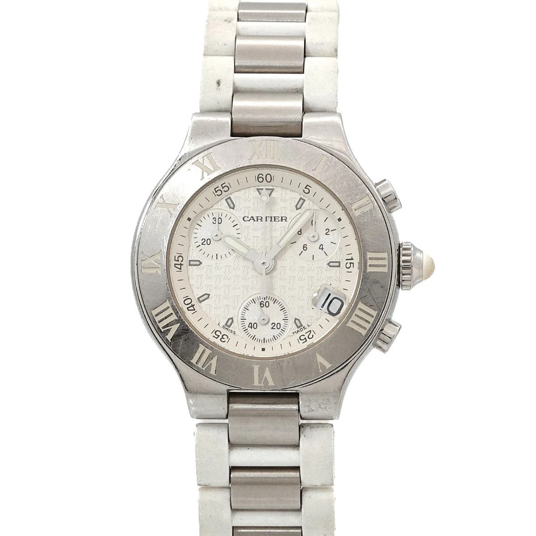 CARTIER MUST 21 CHRONOSCAPH QUARTZ WHITE WATCH (1 of 3)