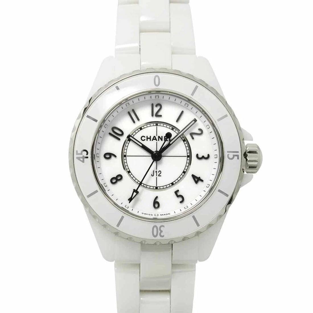 CHANEL J12 CERAMIC QUARTZ WHITE DIAL WATCH (1 of 4)