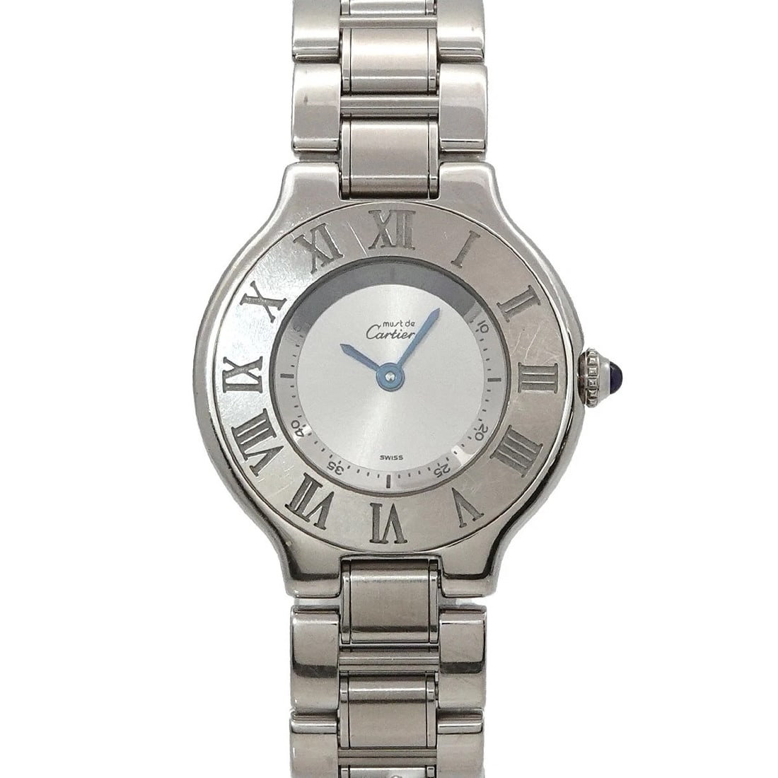 CARTIER MUST QUARTZ SILVER DIAL LADIES WATCH: Cartier Must Quartz Silver Dial Ladies Watch Brand: Cartier Type: Wristwatch Material: Case:Stainless steel Bracelet:Stainless steel Color: Dial color Silver Size: CaseSize Length 31mm(included lag) C