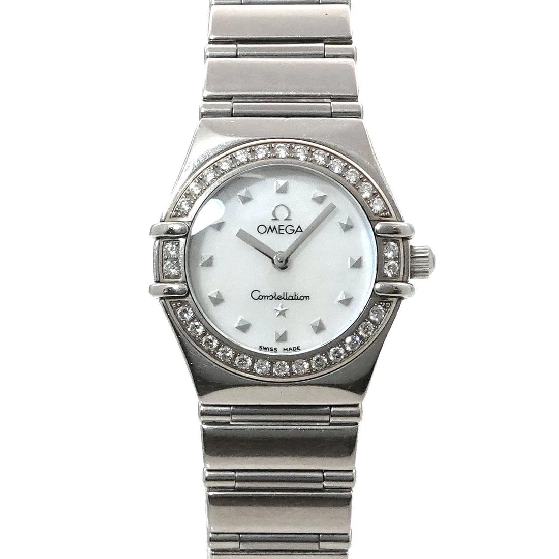 OMEGA CONSTELLATION MY CHOICE QUARTZ BEZEL DIAMOND WATCH: OMEGA Constellation My Choice Quartz Bezel Diamond Watch Brand: OMEGA Type: Wristwatch Material: Case:Stainless steel,Diamond Bracelet:Stainless steel Color: Dial color None Size: CaseSize Length 28mm
