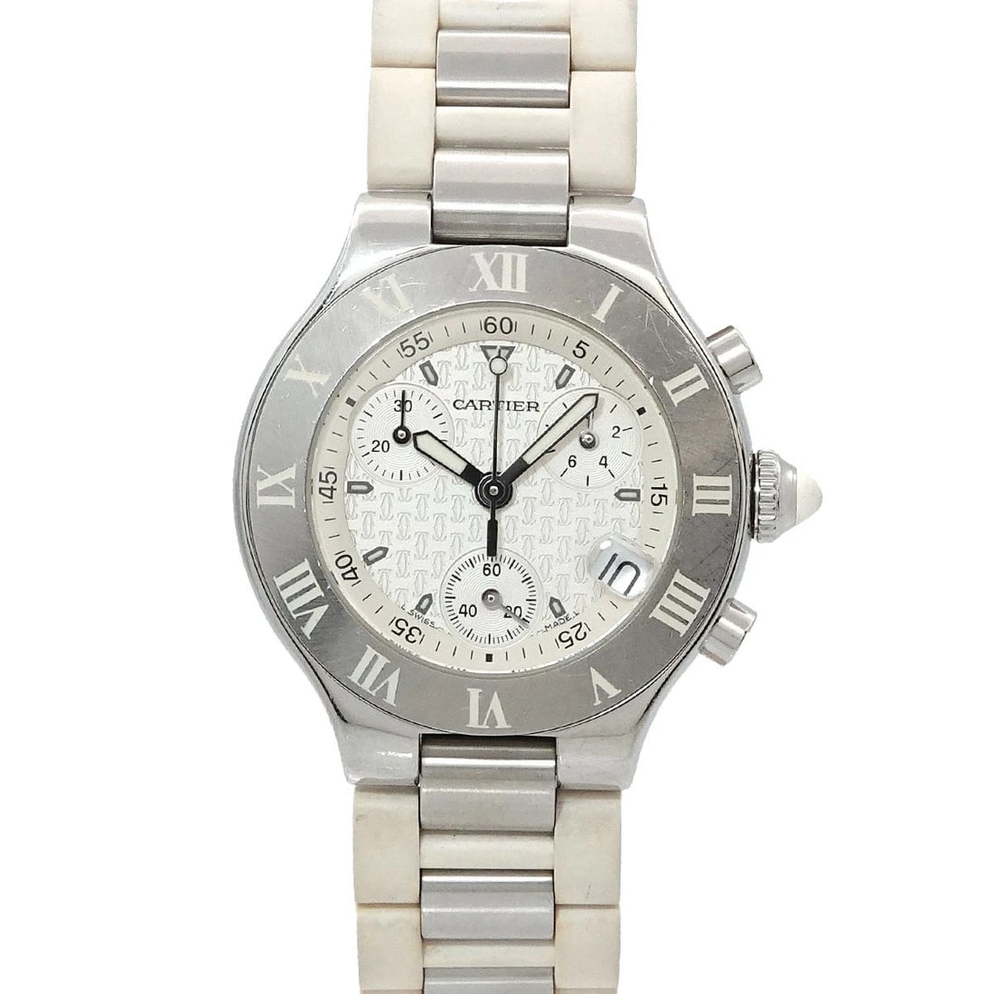 CARTIER MUST 21 CHRONOSCAPH QUARTZ WHITE LADIES WATCH (1 of 3)