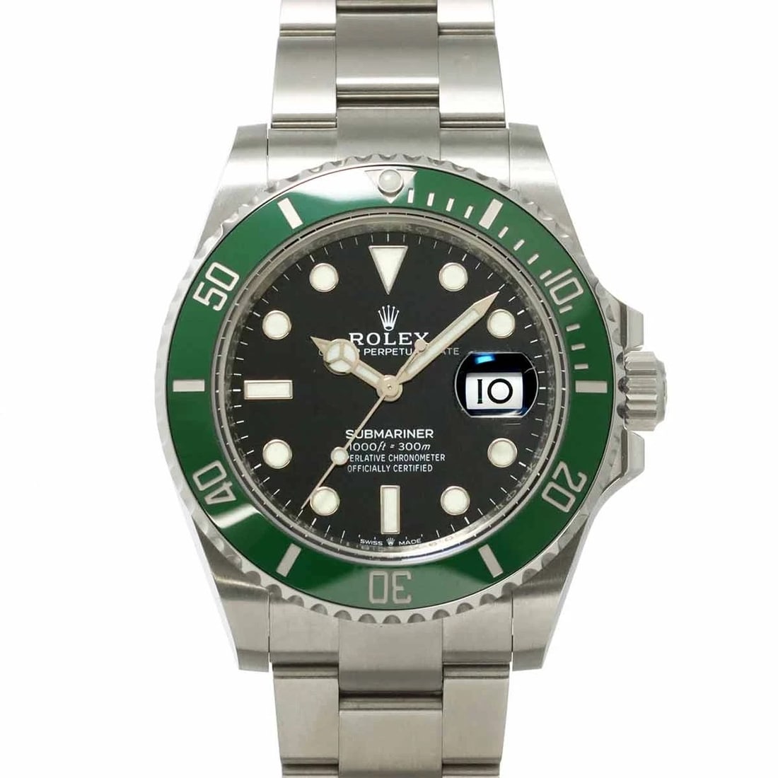 ROLEX SUBMARINER DATE GREEN BEZEL WATCH: ROLEX Submariner Date Green Bezel Watch Brand: ROLEX Type: Wristwatch Material: Case:Stainless steel,Ceramic Bracelet:Stainless steel Color: Dial color Green Size: CaseSize Length 48mm(included lag)