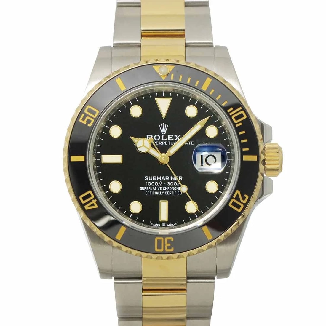 ROLEX SUBMARINER DATE 750 YG BLACK DIAL WATCH: ROLEX Submariner Date 750 YG Black Dial Watch Brand: ROLEX Type: Wristwatch Material: Case:Stainless steel,750 Yellow Gold Bracelet:Stainless steel,750 Yellow Gold Color: Dial color Black Size: