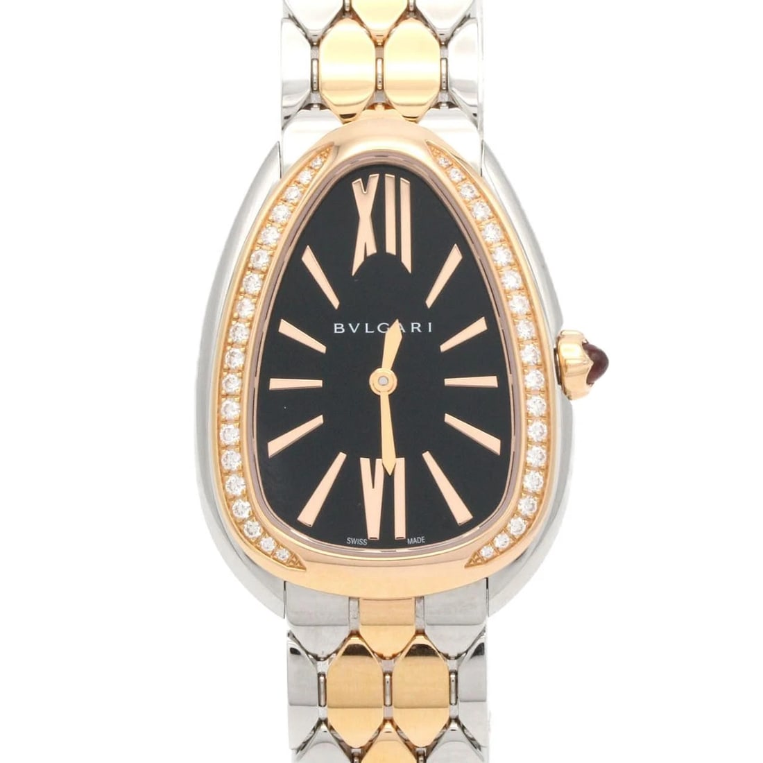 BVLGARI SERPENTI SEDUTTORI COMBINATION WATCH: Bvlgari Serpenti Seduttori Combination Watch Brand: BVLGARI Type: Wrist watch Material: Case: Stainless steel x pink gold Bracelet: Stainless steel x pink gold Color: Dial color black Size: Case diame