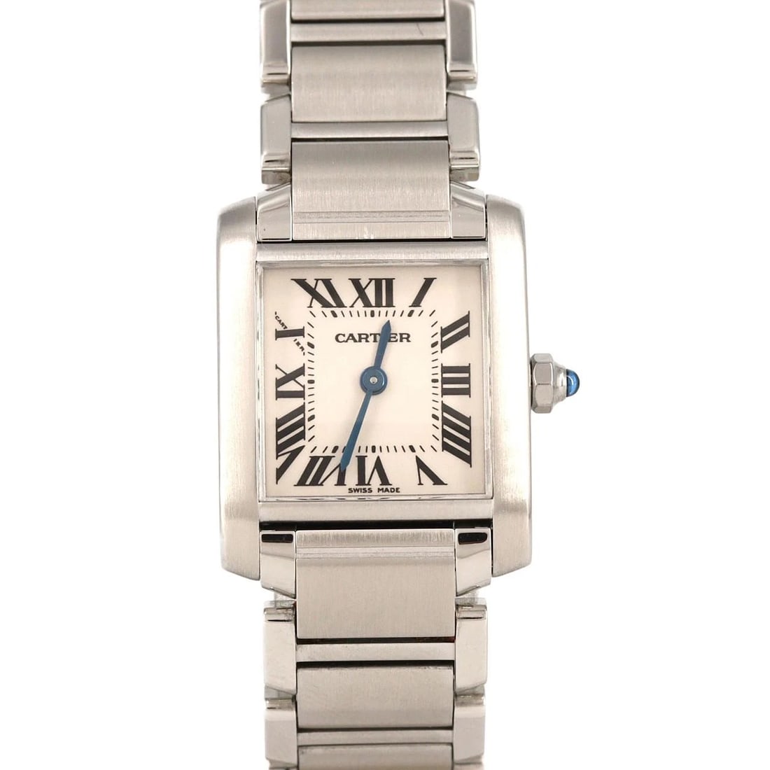 CARTIER TANK FRANÇAISE STAINLESS STEEL QUARTZ WATCH: Cartier Tank Française Stainless Steel Quartz Watch Brand: CARTIER Type: Wrist watch Material: Case: Stainless Steel Breath: Stainless Steel Color: Dial color silver Size: Case diameter: 20x25mm Max 