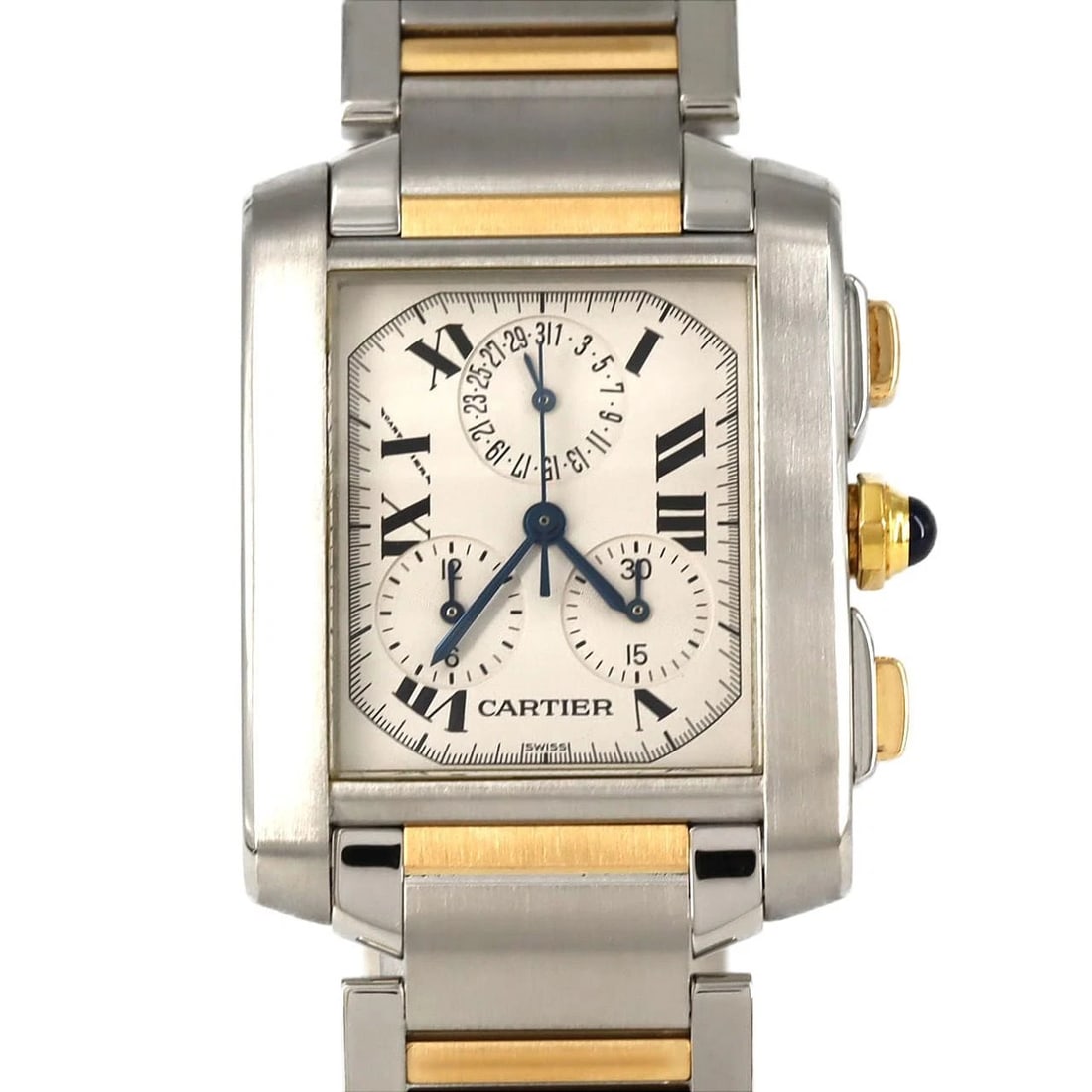 CARTIER TANK FRANÇAISE CHRONOREFLEX SSXYG WATCH: Cartier Tank Française Chronoreflex SSxYG Watch Brand: CARTIER Type: Wrist watch Material: Case: Stainless steel x yellow gold Bracelet: Stainless steel x yellow gold Color: Dial Color: Silver/Roman