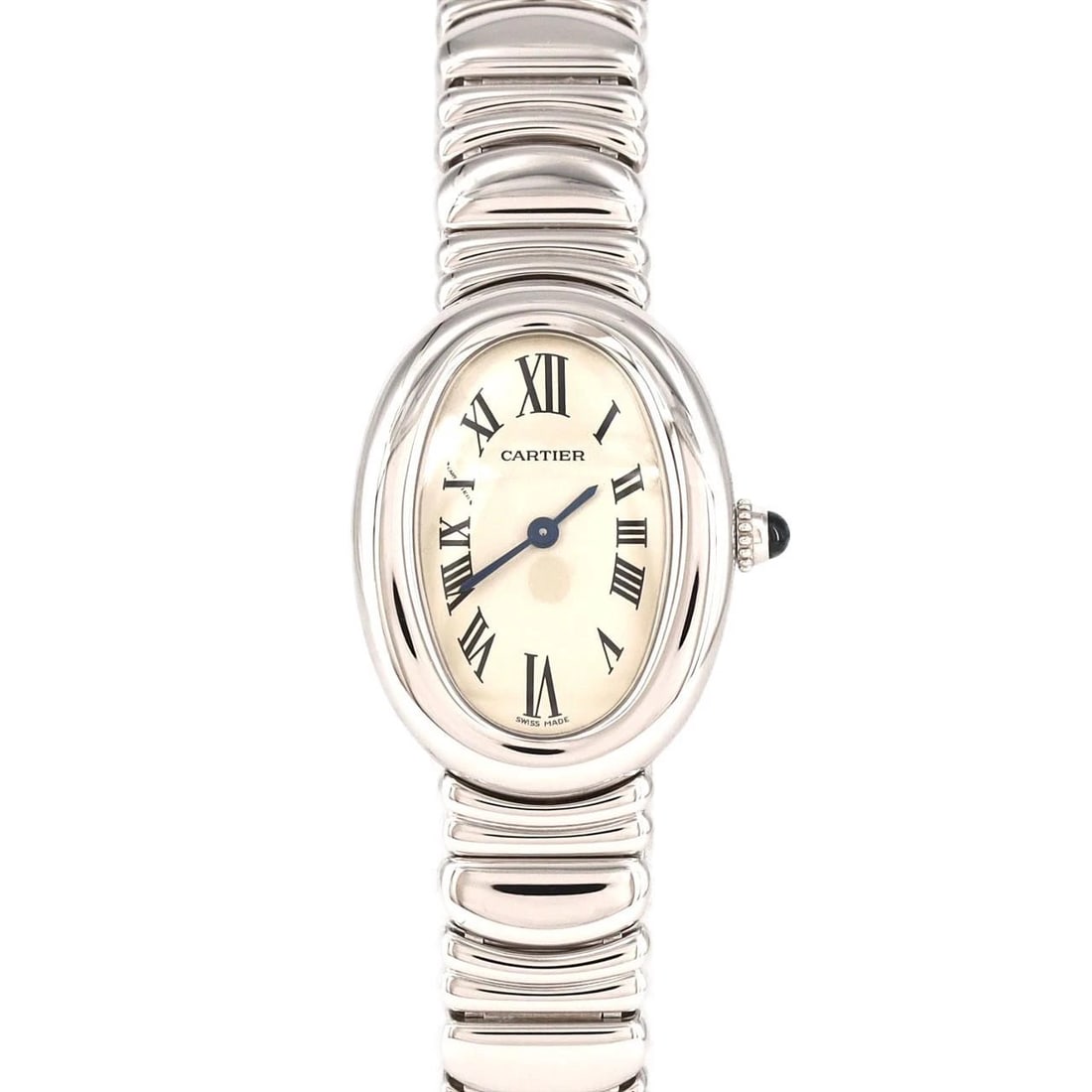CARTIER BAIGNOIRE WG QUARTZ WATCH: Cartier Baignoire WG Quartz Watch Brand: CARTIER Type: Wrist watch Material: Case: White gold Bracelet: White gold Color: Dial color silver Size: Case diameter: 23x31mm Max wrist circumference: 16cm