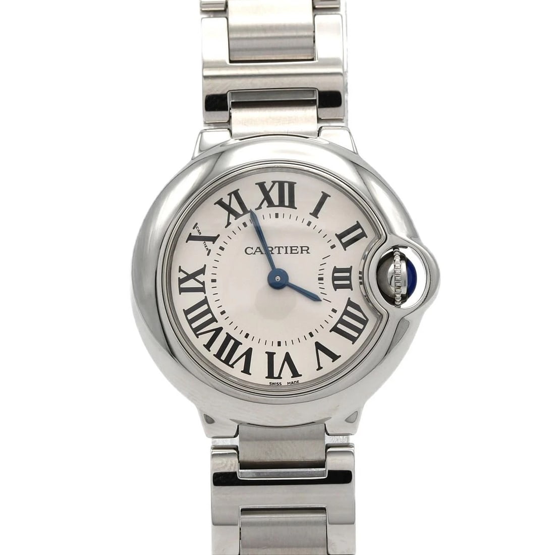 CARTIER BALLON BLEU STAINLESS STEEL QUARTZ WATCH: Cartier Ballon Bleu Stainless Steel Quartz Watch Brand: CARTIER Type: Wrist watch Material: Case: Stainless Steel Breath: Stainless Steel Color: Dial color silver Size: Case diameter: Approx. 28mm