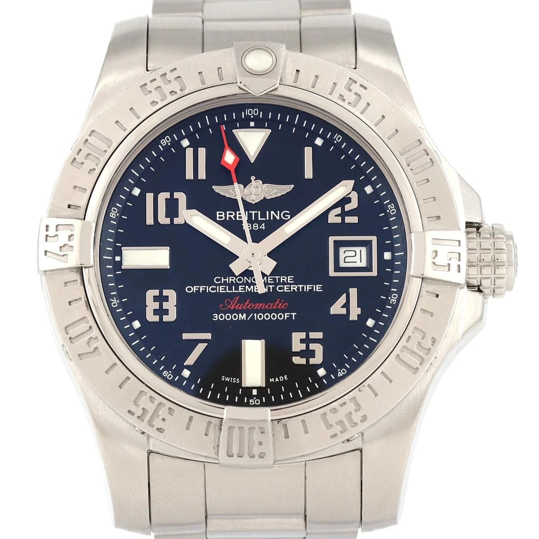 BREITLING AVENGER SEAWOLF STAINLESS STEEL WATCH: Breitling Avenger Seawolf Stainless Steel Watch Brand: BREITLING Type: Wrist watch Material: Case: Stainless Steel Breath: Stainless Steel Color: Dial color black Size: Case diameter: Approx. 45mm Wri