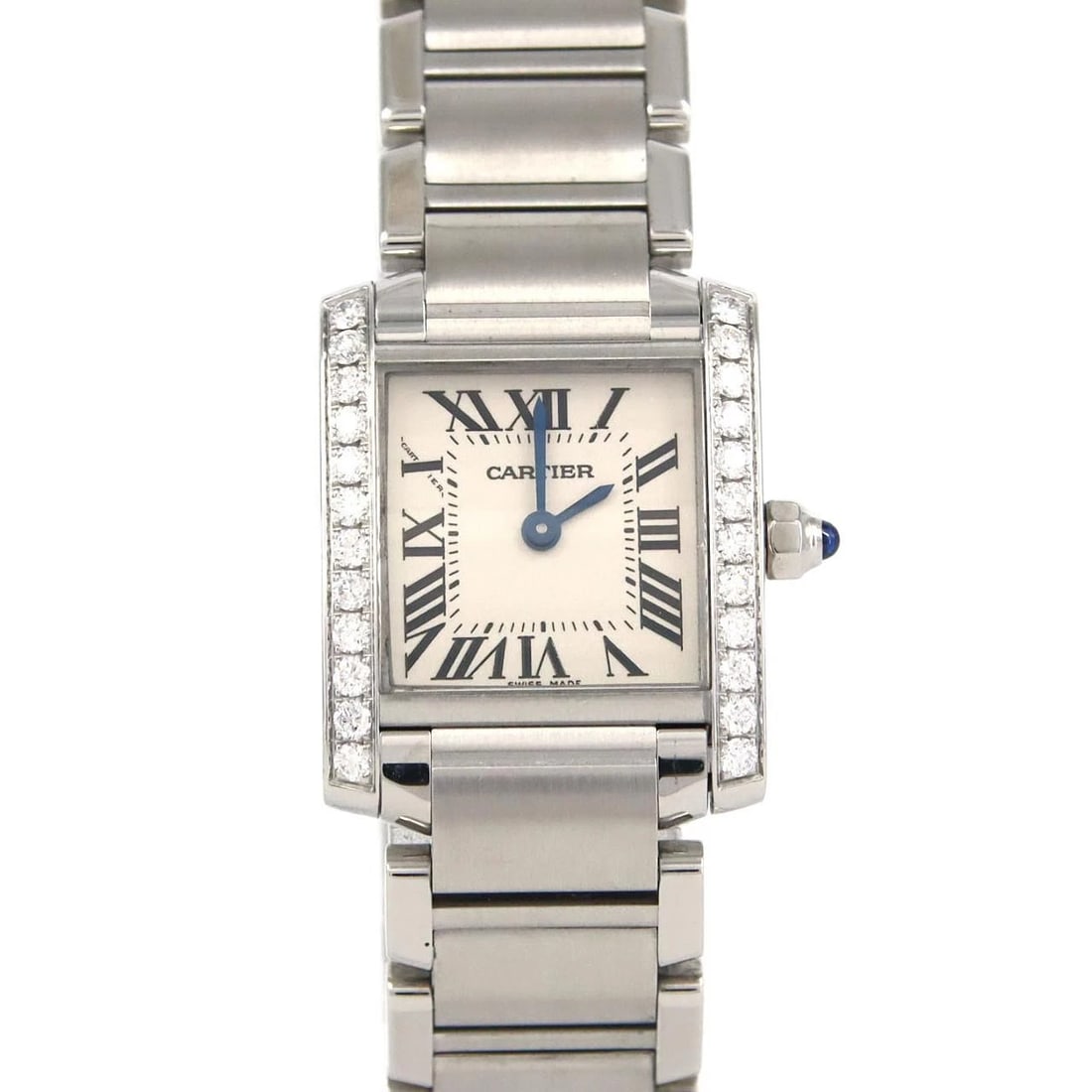 CARTIER TANK FRANÇAISE STAINLESS STEEL QUARTZ WATCH: Cartier Tank Française Stainless Steel Quartz Watch Brand: CARTIER Type: Wrist watch Material: Case: Stainless Steel Breath: Stainless Steel Color: Dial Color: Silver/Roman Size: Case diameter: 20x25