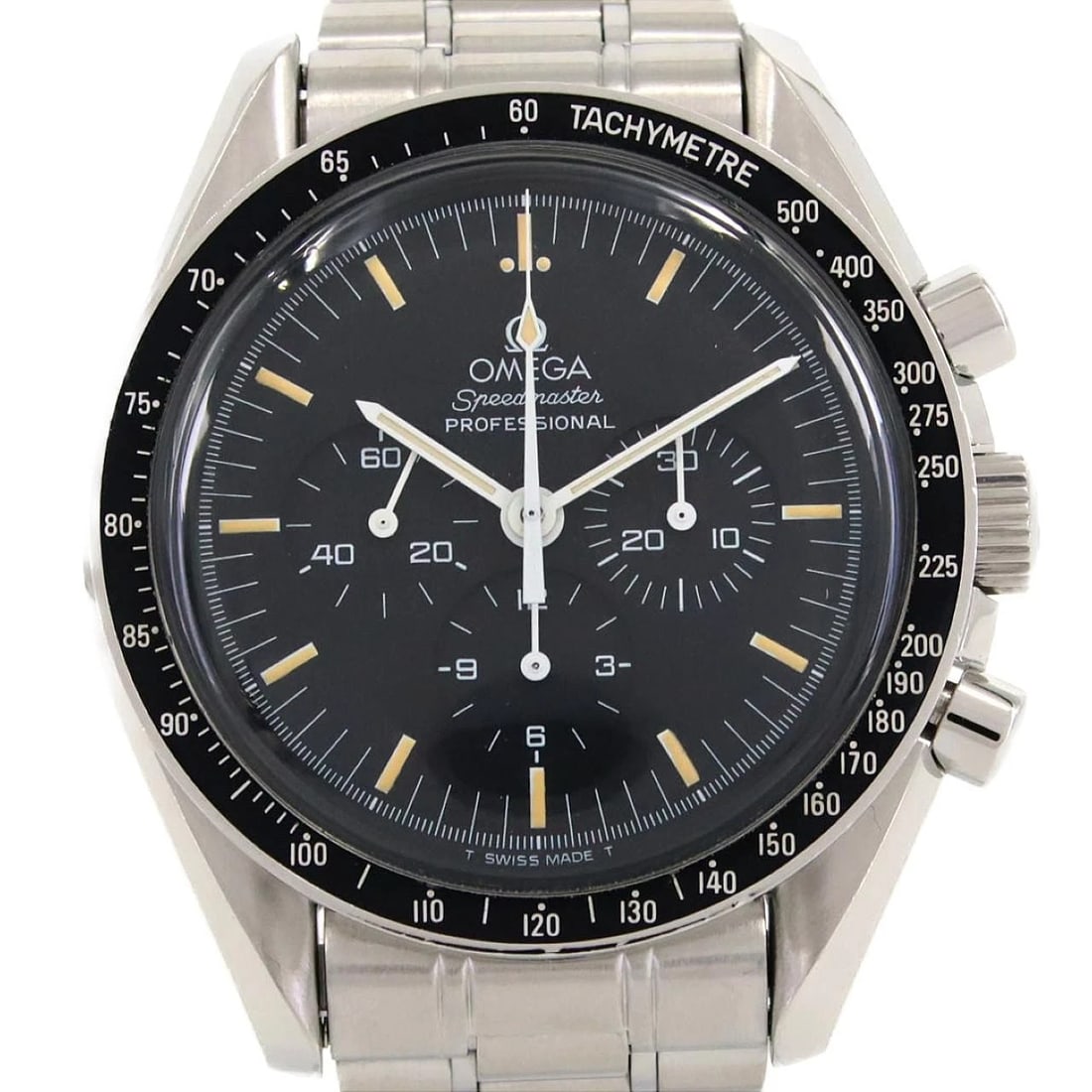 OMEGA SPEEDMASTER STAINLESS STEEL MANUAL WATCH: Omega Speedmaster Stainless Steel Manual Watch Brand: OMEGA Type: Wrist watch Material: Case: Stainless Steel Breath: Stainless Steel Color: Dial color black Size: Case diameter: Approx. 42 mm Max wri