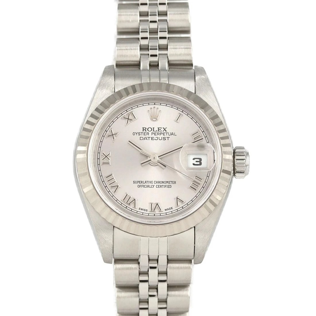 ROLEX DATEJUST MECHANICAL AUTOMATIC WATCH: Rolex Datejust Mechanical Automatic Watch Brand: ROLEX Type: Wrist watch Material: Case: Stainless steel x white gold Bracelet: Stainless steel Color: Dial color gray Size: Case diameter: Approx. 26 m