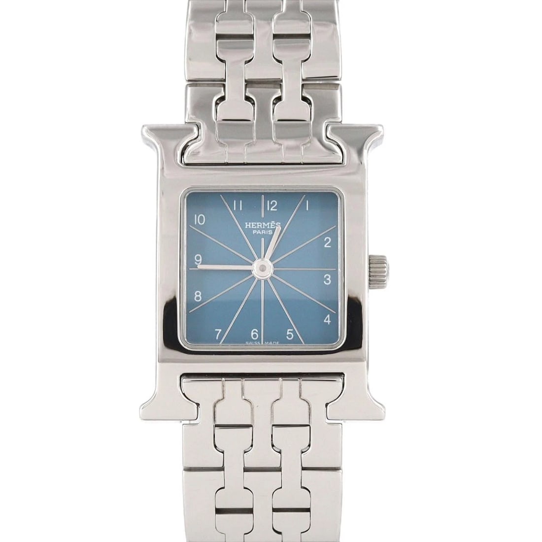 HERMES WATCH STAINLESS STEEL QUARTZ WATCH: Hermes Watch Stainless Steel Quartz Watch Brand: HERMES Type: Wrist watch Material: Case: Stainless Steel Breath: Stainless Steel Color: Dial color blue Size: Case diameter approx.: 21 x 30 mm mm Max 
