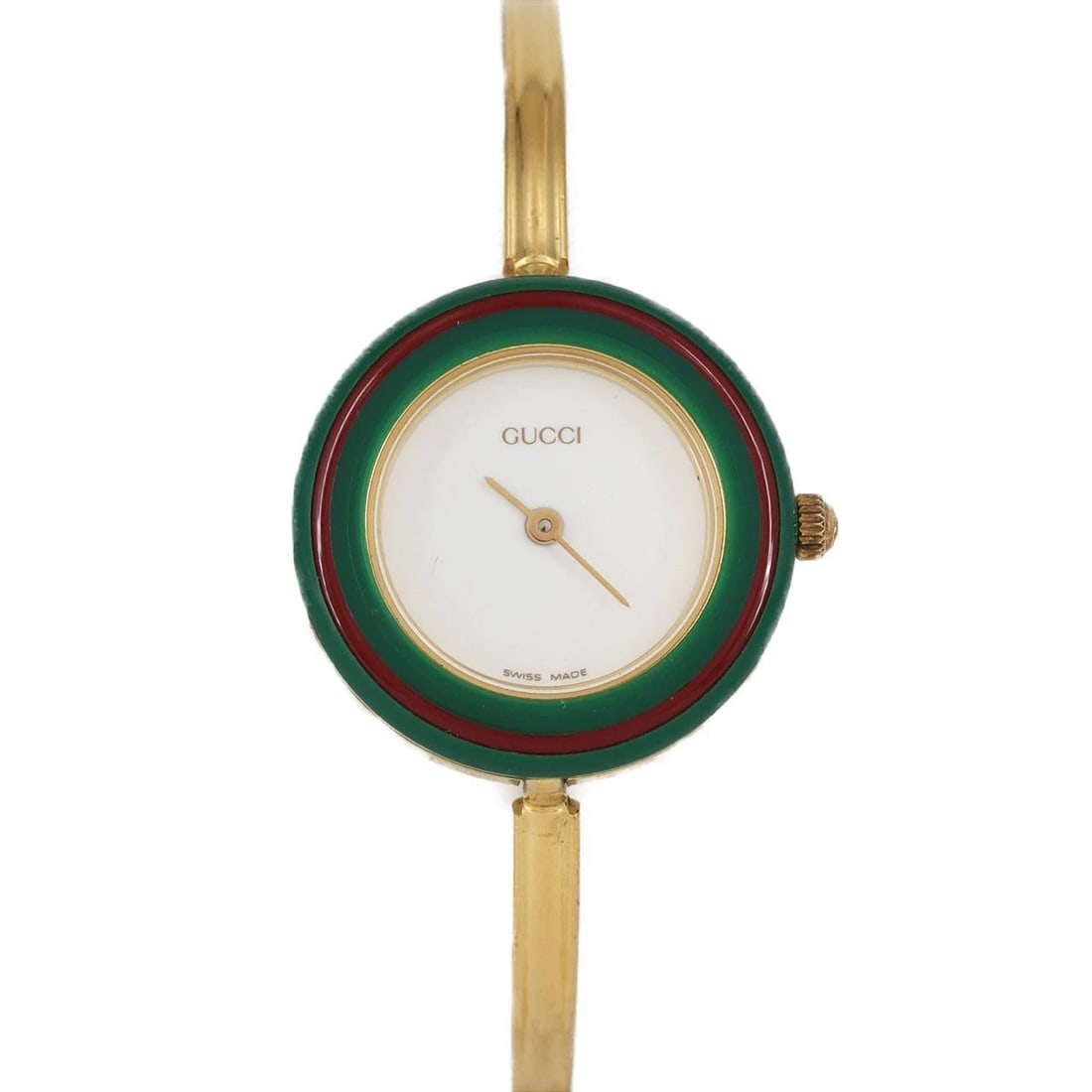 GUCCI CHANGE RING GOLD PLATED WATCH: Gucci Change Ring Gold Plated Watch Brand: GUCCI Type: Wrist watch Material: Case: Gold plated Bracelet: Gold plated Color: Dial color white Size: Case diameter: Approx. 26 mm Max wrist