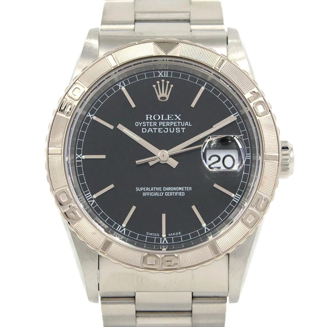 ROLEX THUNDERBIRD MECHANICAL AUTOMATIC WATCH: Rolex Thunderbird Mechanical Automatic Watch Brand: ROLEX Type: Wrist watch Material: Case: Stainless steel x white gold Bracelet: Stainless steel Color: Dial color black Size: Case diameter: Approx.