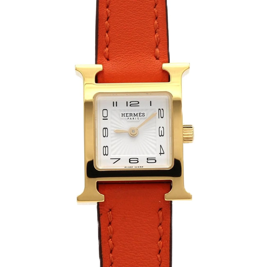 HERMES WATCH GOLD PLATED QUARTZ WATCH: Hermes Watch Gold Plated Quartz Watch Brand: HERMES Type: Wrist watch Material: Yellow Gold, White Gold, Gold Plated, Stainless Steel Color: Dial color Silver, Gold, White Size: Case Size 24 mmCase Th