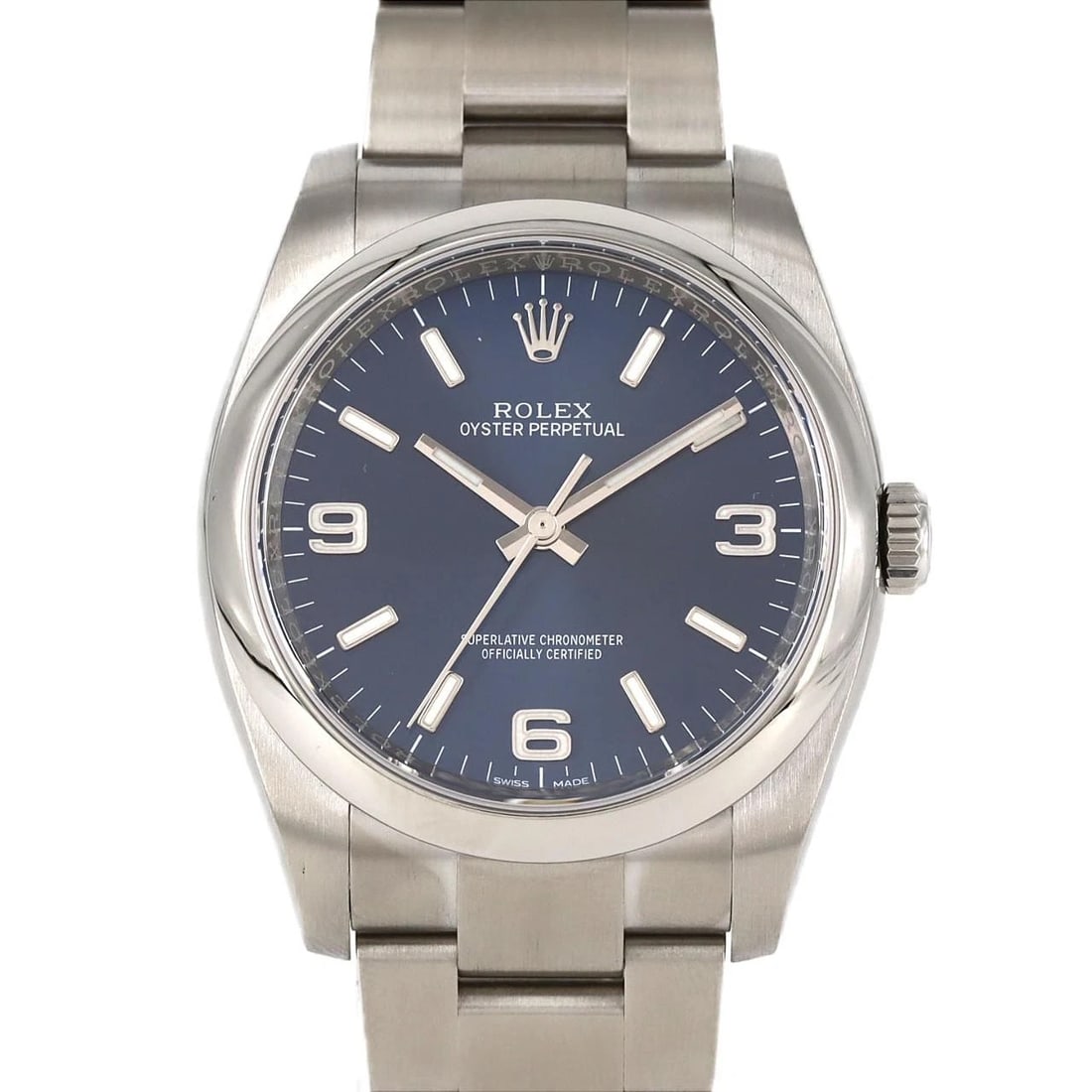 ROLEX OYSTER PERPETUAL STAINLESS STEEL MECHANICAL AUTOMATIC WATCH: Rolex Oyster Perpetual Stainless Steel Mechanical Automatic Watch Brand: ROLEX Type: Wrist watch Material: Case: Stainless Steel Breath: Stainless Steel Color: Dial color bllue Size: Case diameter: