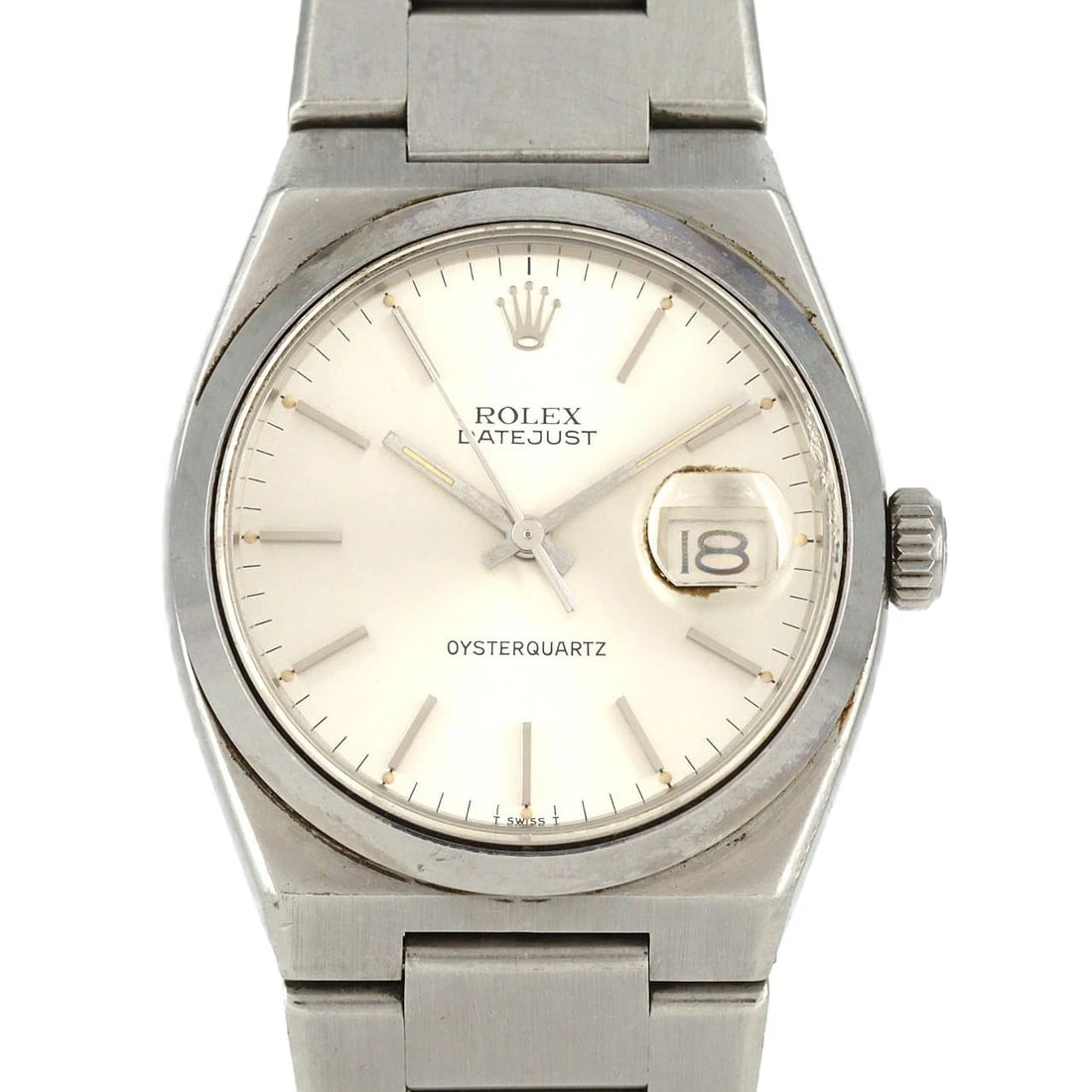 ROLEX OYSTERQUARTZ STAINLESS STEEL WATCH: Rolex Oysterquartz Stainless Steel Watch Brand: ROLEX Type: Wrist watch Material: Case: Stainless Steel Breath: Stainless Steel Color: Dial color silver Size: Case diameter: Approx. 36 mm Max wrist