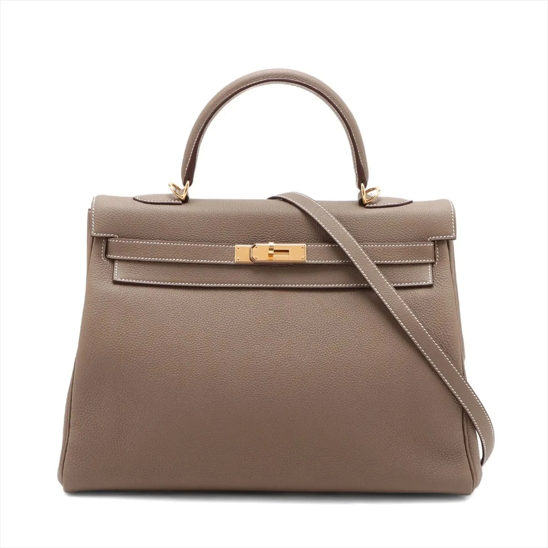 HERMES KELLY 35 LE TOURNAY TOGO ETOUPE GOLD METAL: Hermes Kelly 35 Le Tournay Togo Etoupe Gold Metal Brand: Hermès Type: Hand bag Material: Togo Color: Etoupe Size: Height:9.8inchLength:13.8inchDepth:4.9inch Accessories: None Accessories N