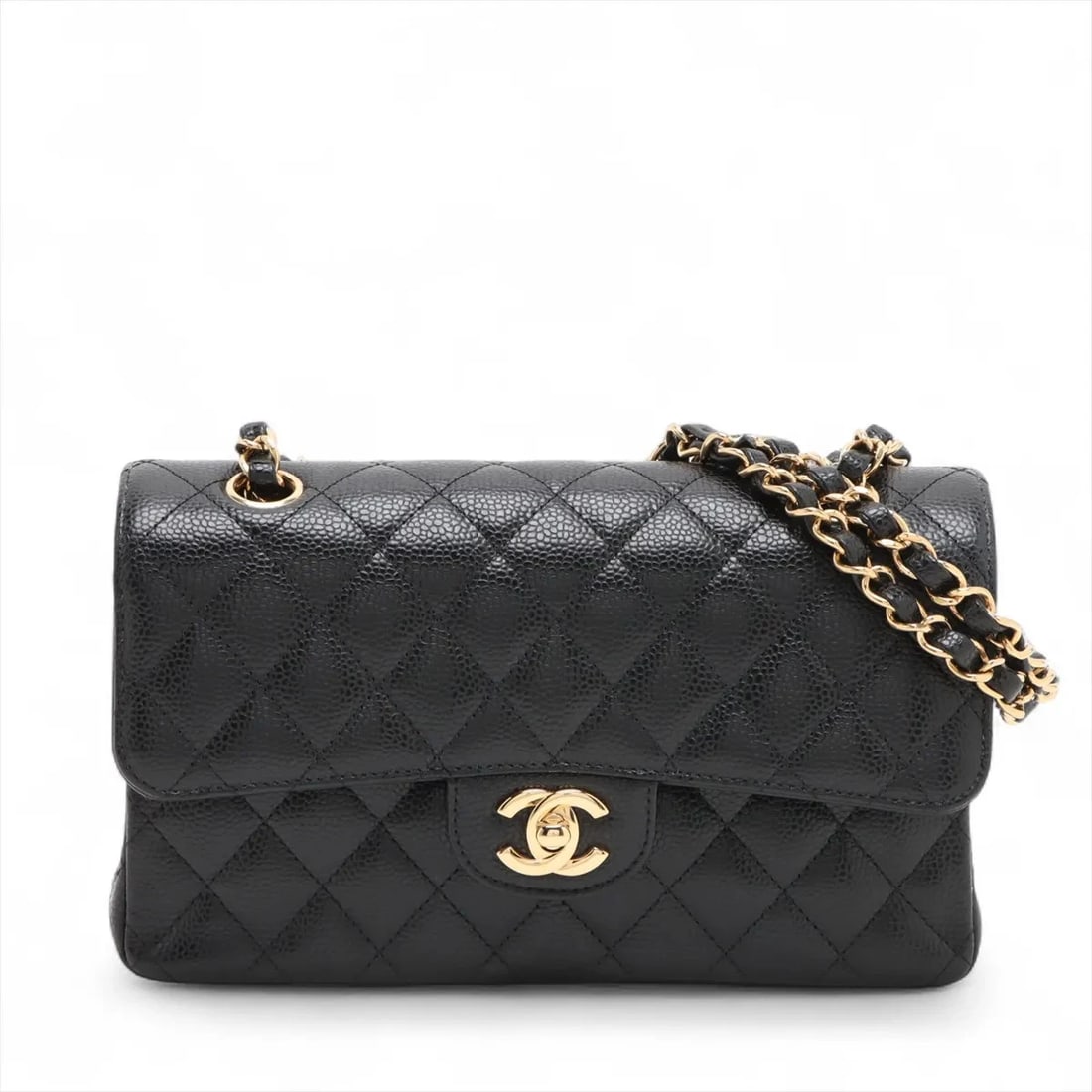 CHANEL MATELASSE 23 SMALL GRAINED CALFSKIN: Chanel Matelasse 23 Small Grained Calfskin Brand: Chanel Type: Shoulder bag Material: Caviar Skin Color: Black Size: Height:5.3inchLength:9.1inchDepth:2.4inch Accessories: None Accessories