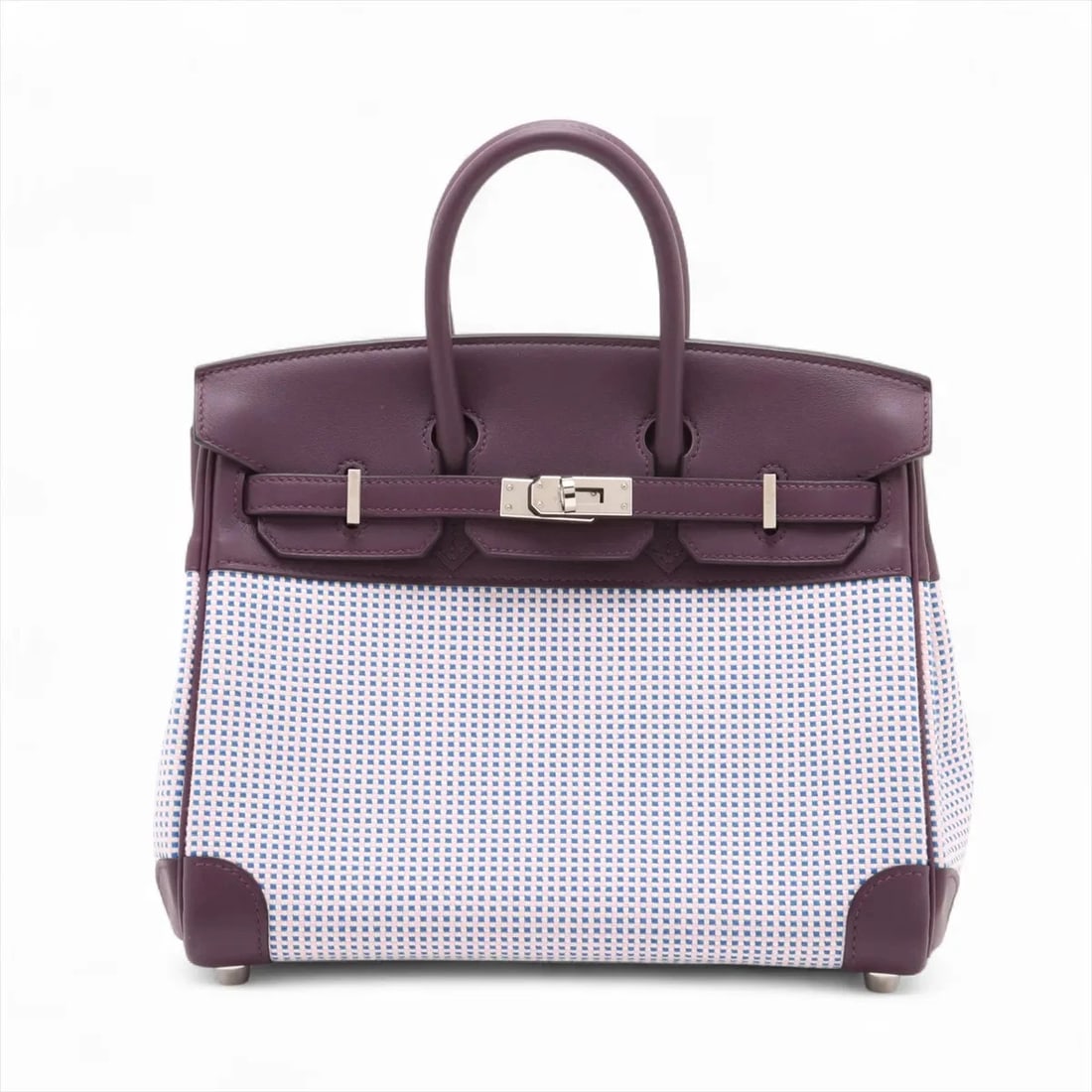 HERMES BIRKIN 25 LE TOURNAY TWIRL CADRILLE X SWIFT: Hermes Birkin 25 Le Tournay Twirl Cadrille x Swift Brand: Hermès Type: Hand bag Material: TOIL CADRILLE X SWIFT Color: Cassis Size: Height:7.7inch Length:9.4inch Depth:5.1inch Handle height:2.4inch