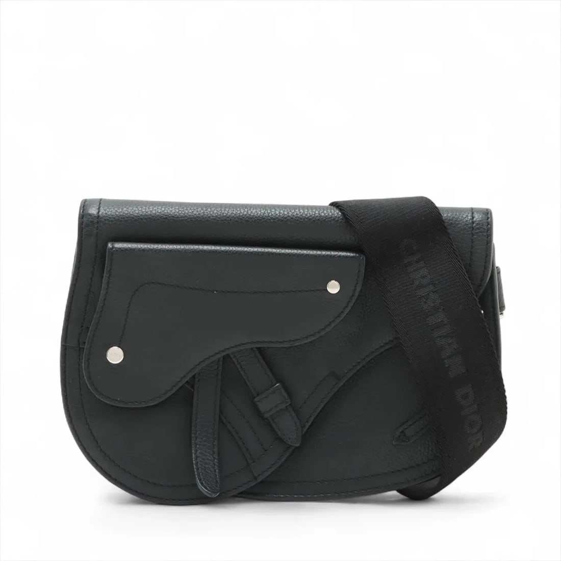 DIOR SADDLE LEATHER SLING BACKPACK BLACK: Dior Saddle Leather Sling backpack Black Brand: Dior Type: Waist pouch/Crossbody bag Material: Leather Color: Black Size: Height:6.3inchLength:9.3inchDepth:1.8inch Accessories: None Access