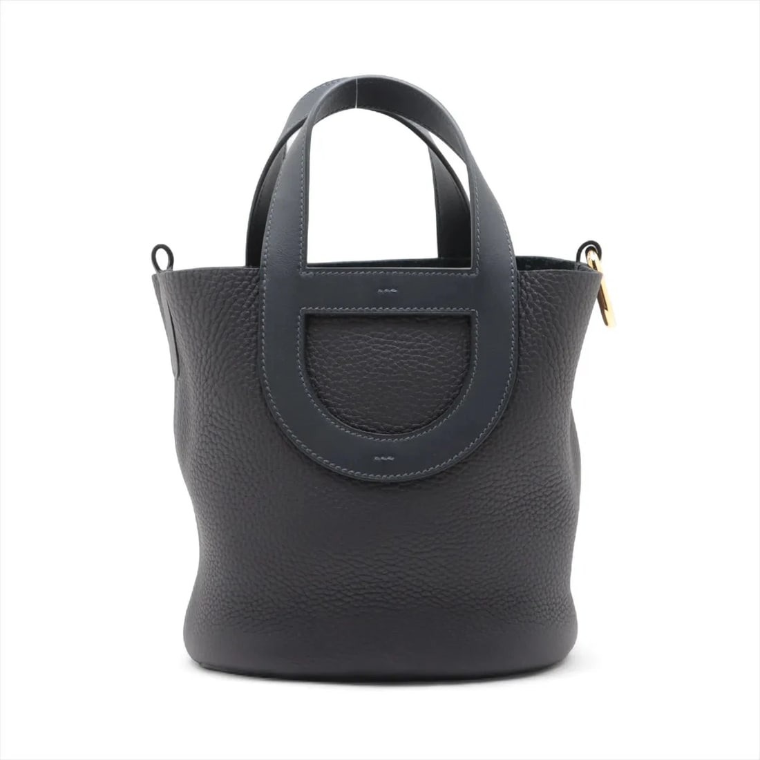 HERMES IN THE LOOP 18 TAURILLON CLEMENCE X VAUX SWIFT: Hermes In the loop 18 Taurillon Clemence x Vaux Swift Brand: Hermès Type: Hand bag Material: Taurillon Clemence × Veau Swift Color: Blue nuit Size: Height:7.9inch Length:7.3inch Depth:5.1inch Handle
