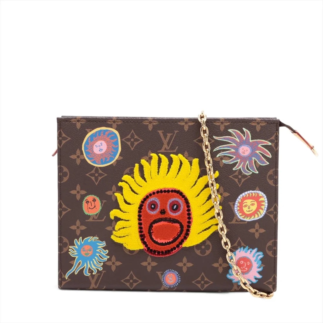 LOUIS VUITTON X YAYOI KUSAMA TOILETRIES POUCH ON CHAIN: Louis Vuitton x Yayoi Kusama toiletries Pouch on Chain Brand: Louis Vuitton x Yayoi Kusama Type: Shoulder bag Material: none Color: Brown Size: Height:7.7inchLength:9.8inchDepth:2.4inch Accessorie