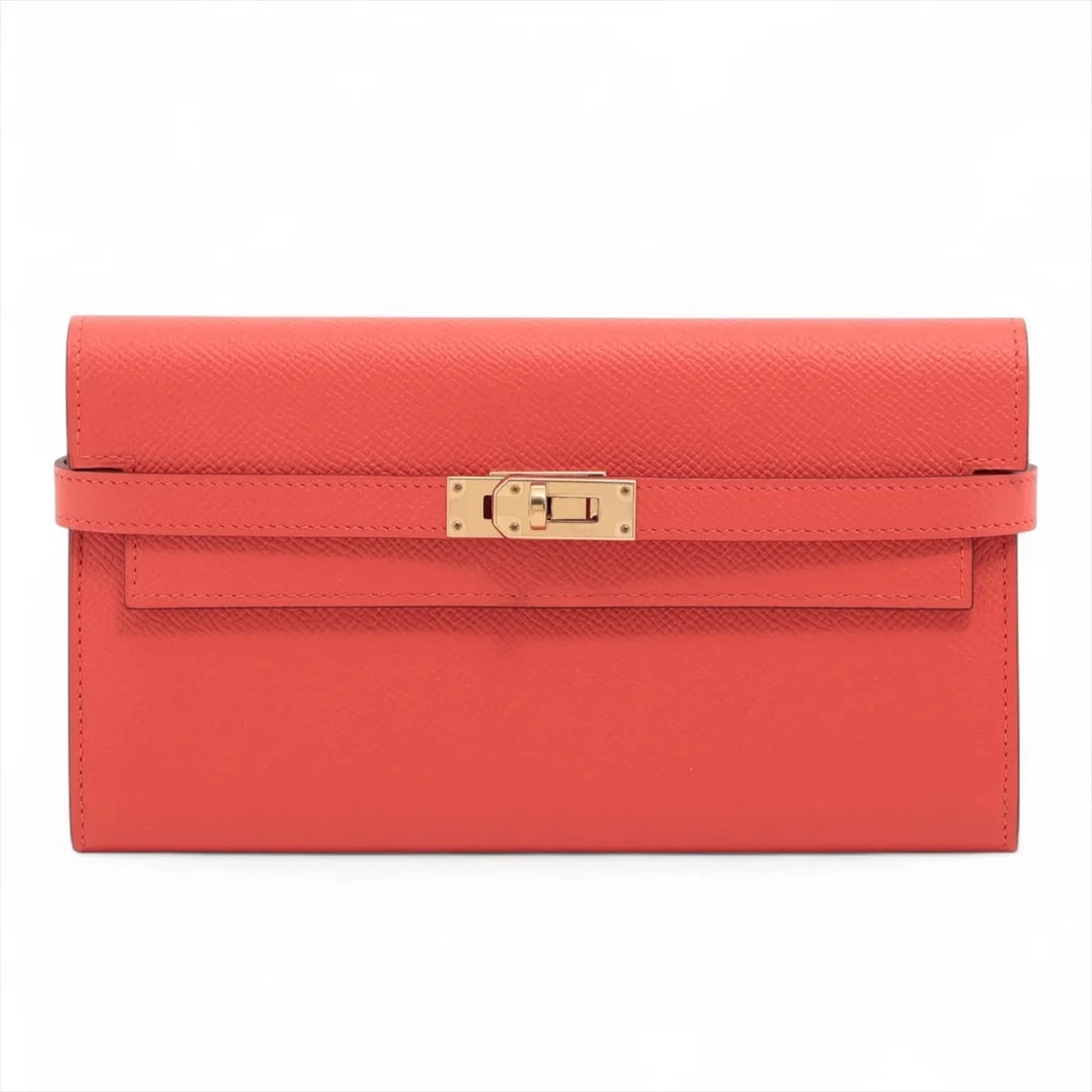 HERMES KELLY WALLET VEAU EPSOM LONG WALLET: Hermes Kelly Wallet Veau Epsom Long Wallet Brand: Hermès Type: Long Wallet Material: none Color: Bougainvillier Size: Height:4.5inchLength:7.9inchDepth:0.8inch Accessories: None Accessories Notice:
