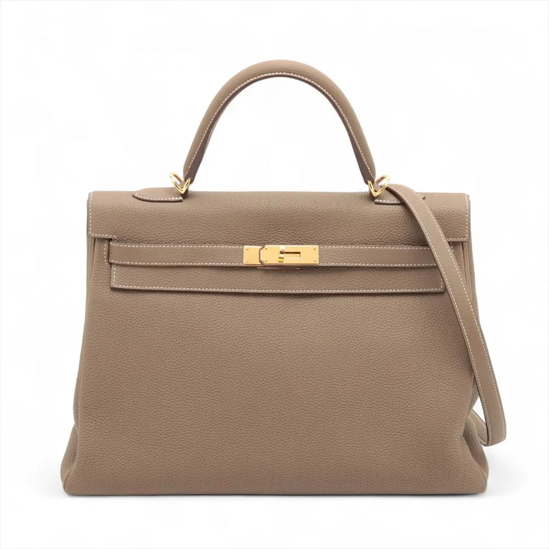 HERMES KELLY 35 LE TOURNAY TOGO ETOUPE: Hermes Kelly 35 Le Tournay Togo Etoupe Brand: Hermès Type: Shoulder bag Material: Togo Color: Etoupe Size: Height:9.6inch Length:13.8inch Depth:4.9inch Handle height:4.5inch Accessories: None