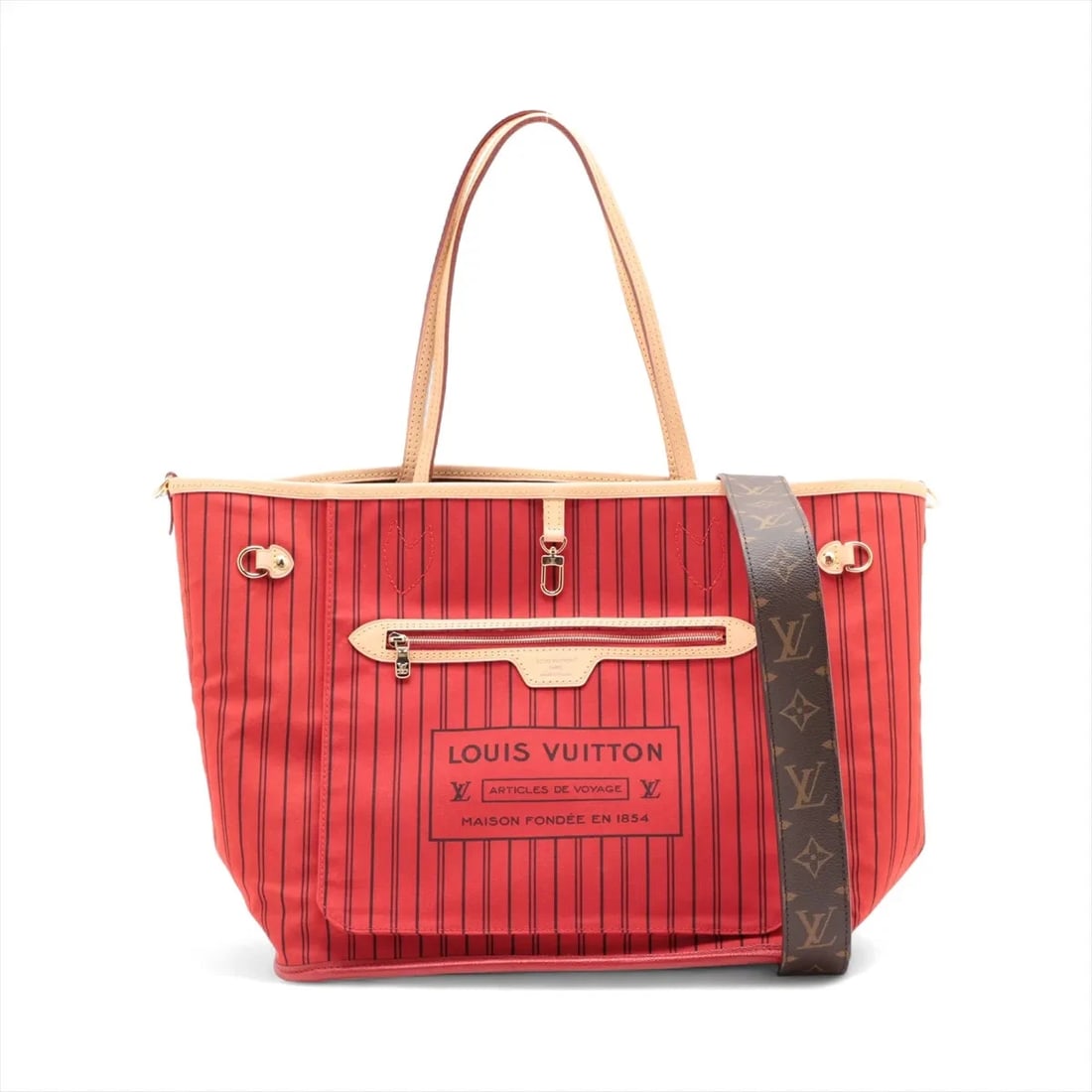 LOUIS VUITTON MONOGRAM NEVERFULL INSIDE OUT MM: Louis Vuitton Monogram Neverfull INSIDE OUT MM Brand: Louis Vuitton Type: Tote bag Material: none Color: Red Size: Height:11.4inch Length:12.2inch Depth:5.9inch Handle height:8.1inch Accessories: