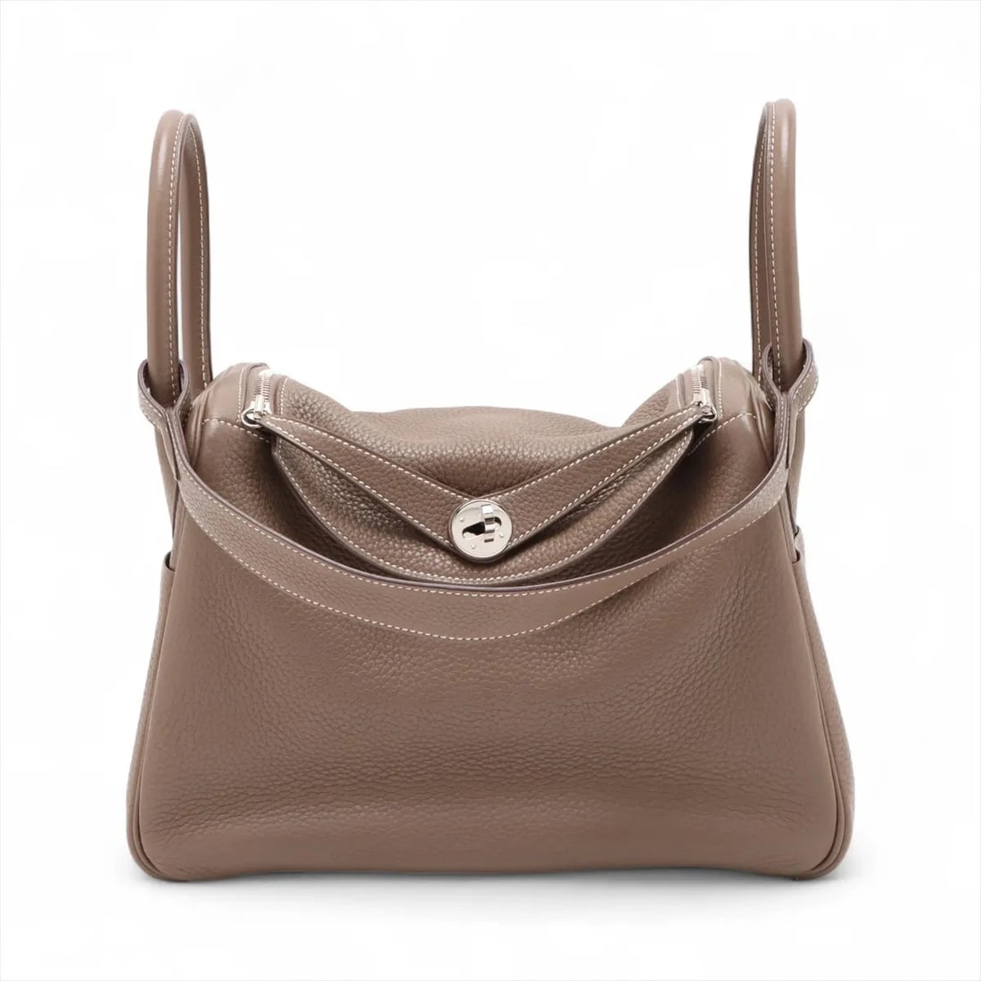HERMES LINDY 30 TAURILLON CLEMENCE ETOUPE: Hermes Lindy 30 Taurillon Clemence Etoupe Brand: Hermès Type: Shoulder bag Material: Taurillon Clemence Color: Etoupe Size: Height:8.1inch Length:11.6inch Depth:5.9inch Handle height:4.7inch Acces