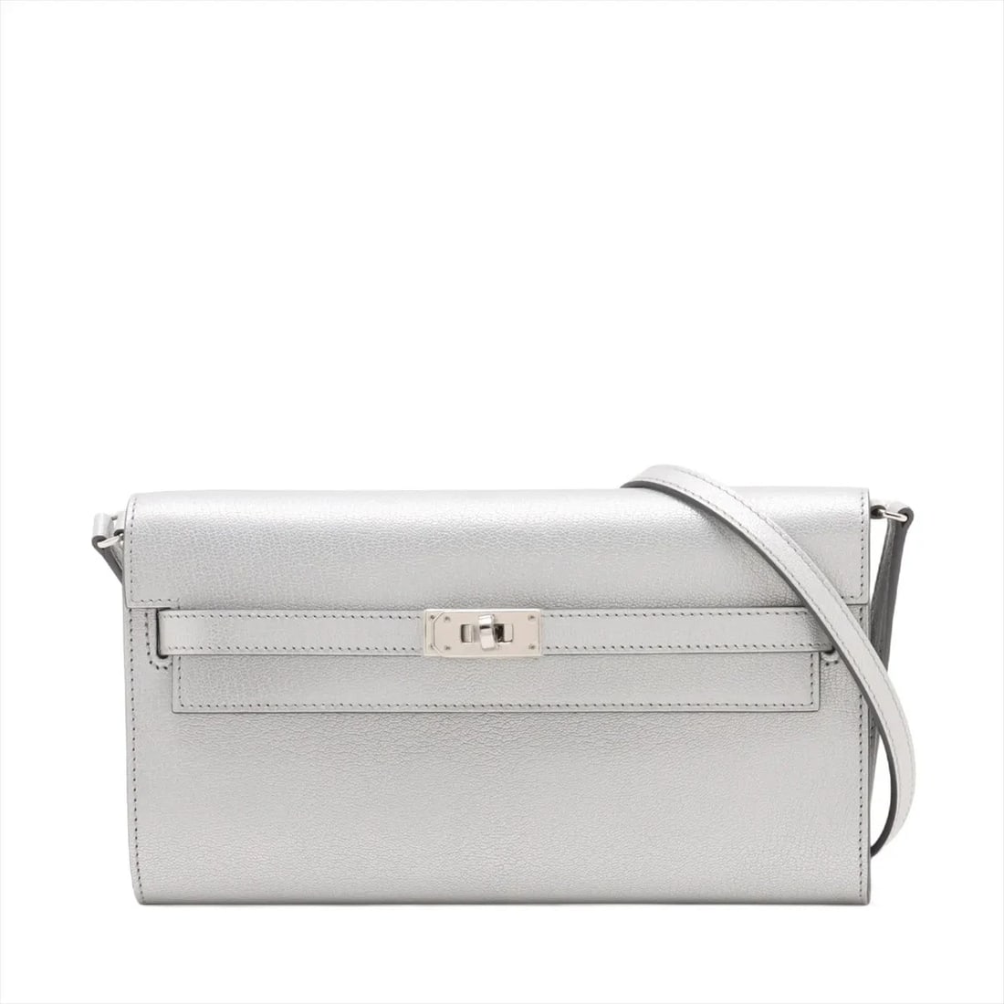 HERMES KELLY WALLET TOGO CHÈVRE SHAMUKIRA ARGENT: Hermes Kelly Wallet Togo Chèvre Shamukira Argent Brand: Hermès Type: Shoulder bag Material: Chèvre Shamukira Color: Argent Size: Height:4.5inchLength:8.1inchDepth:1.0inch Accessories: None